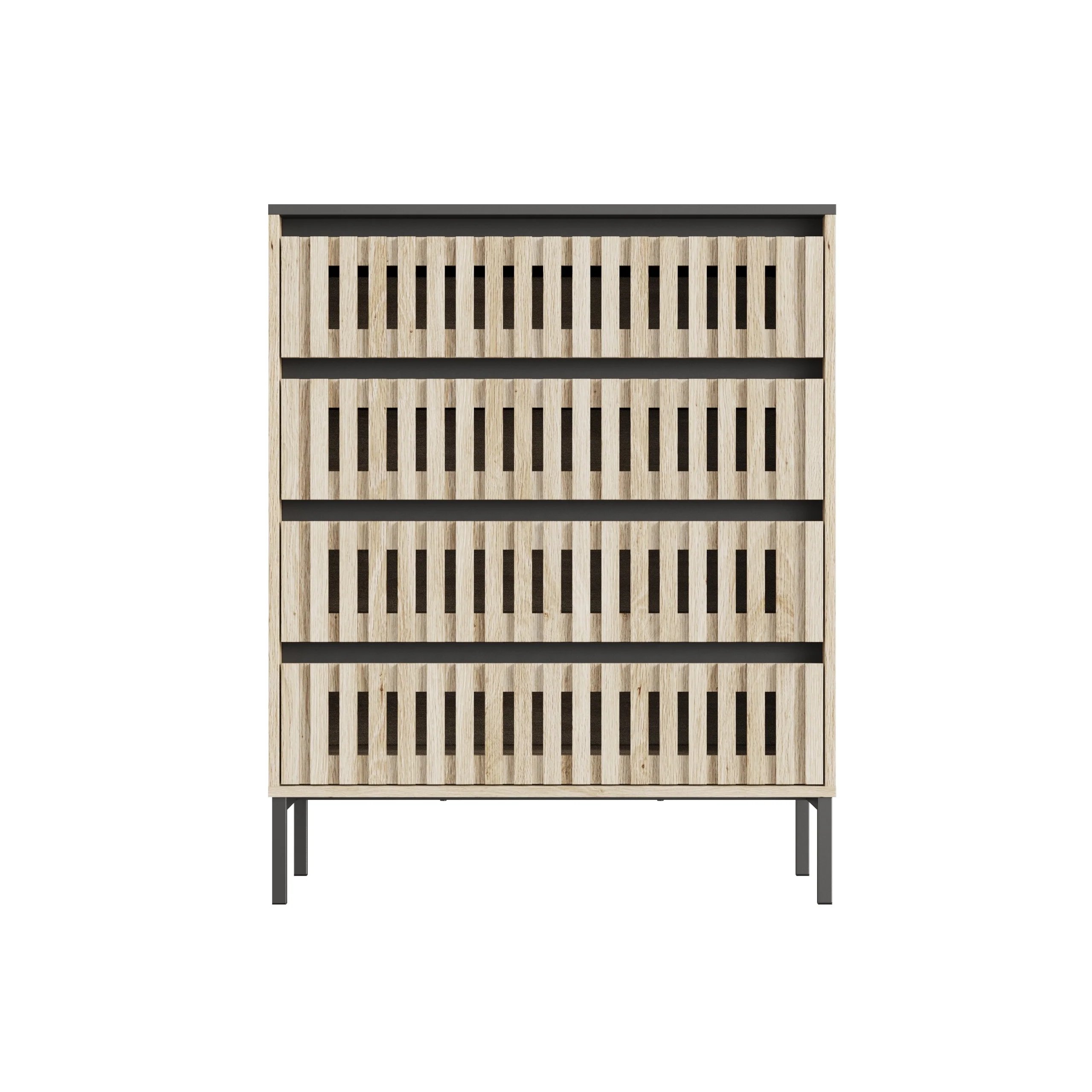 Stylish Fusion Design Wood Storage Cabinet with 4 Drawers
