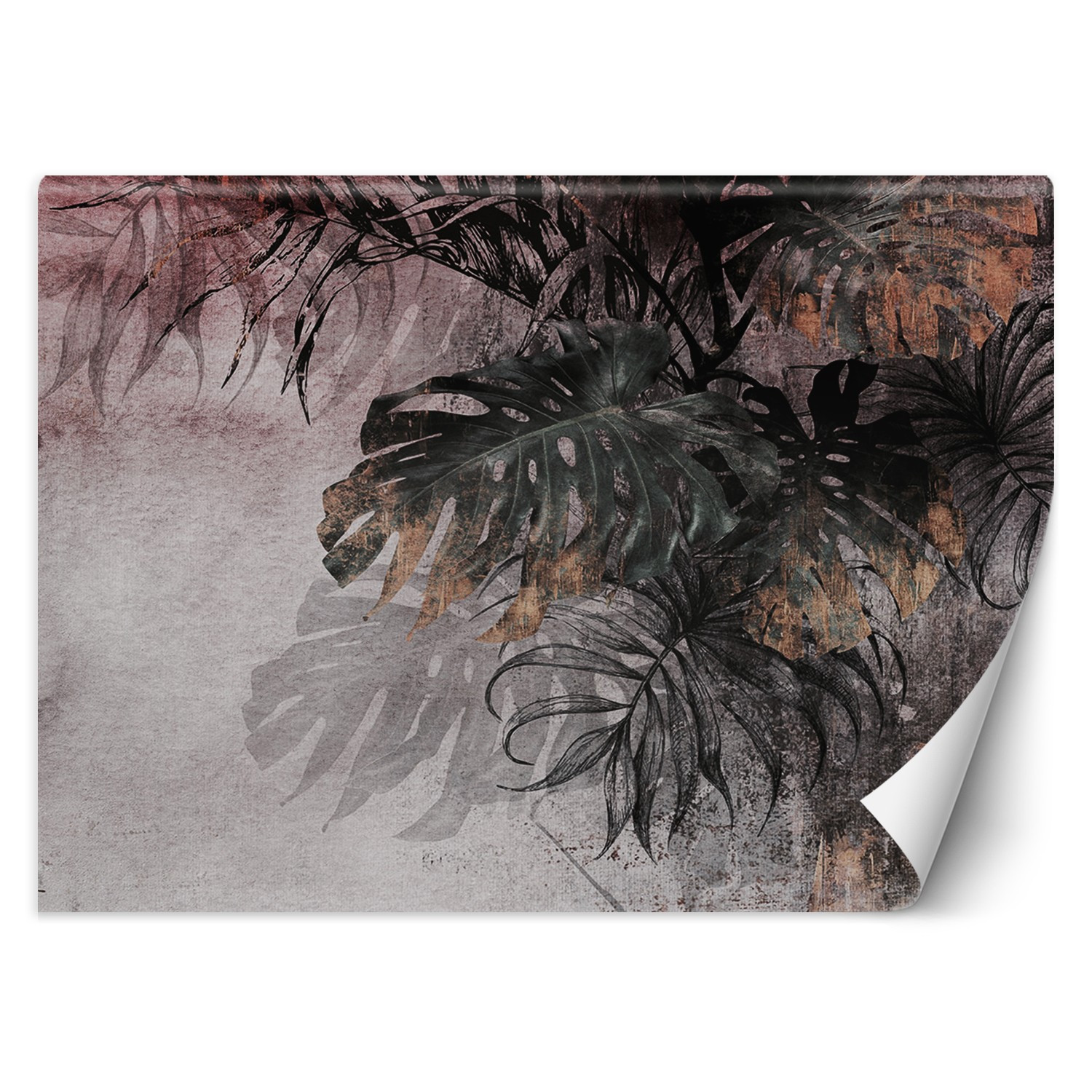 Feeby Fototapeta, Monstera Liście Róż Złoto 150x105