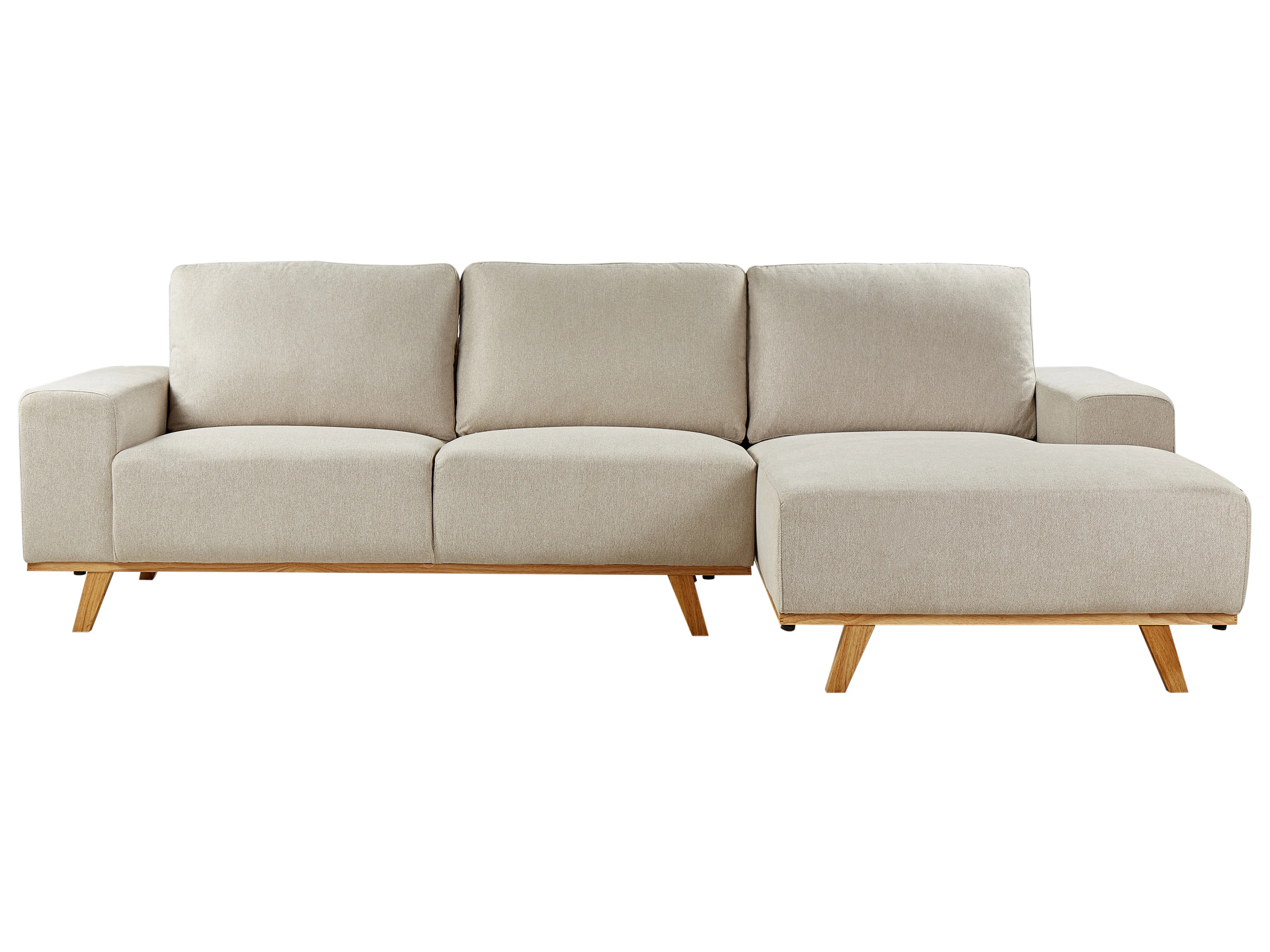 Corner Sofa 3 Seater NORA Fabric Beige Left Hand