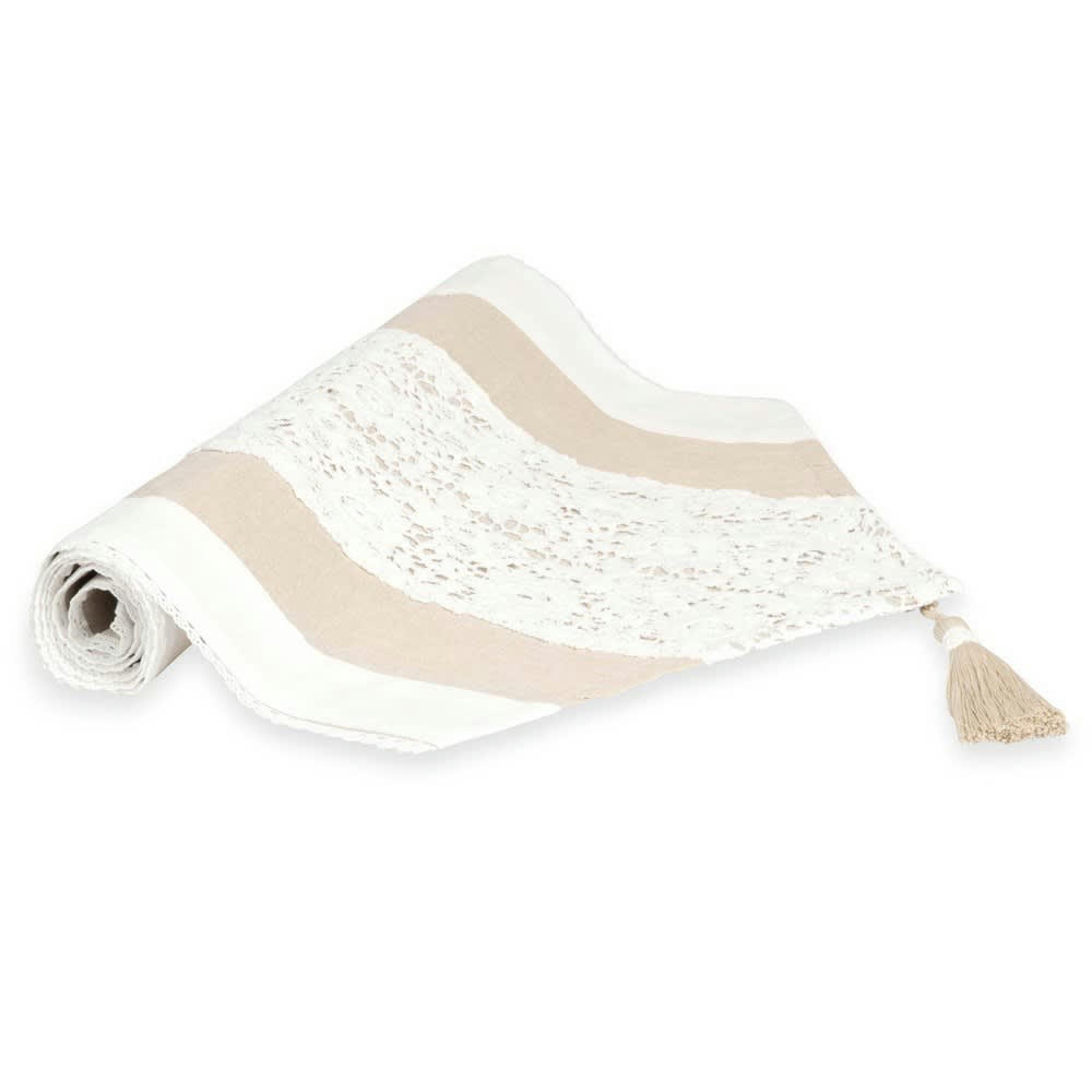 Wonderful - Chemin de table en coton beige L 150 cm WONDERFUL