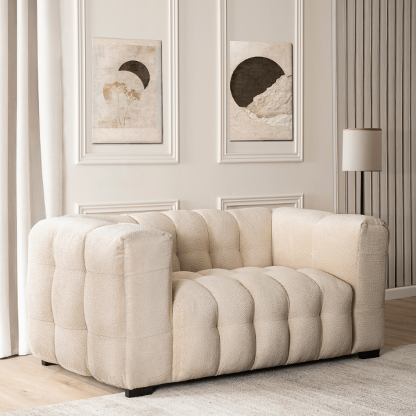 Kanapa Sofa Glamour 2 Osobowa Do Salonu Wygodna Kremowa MODERNO 2S