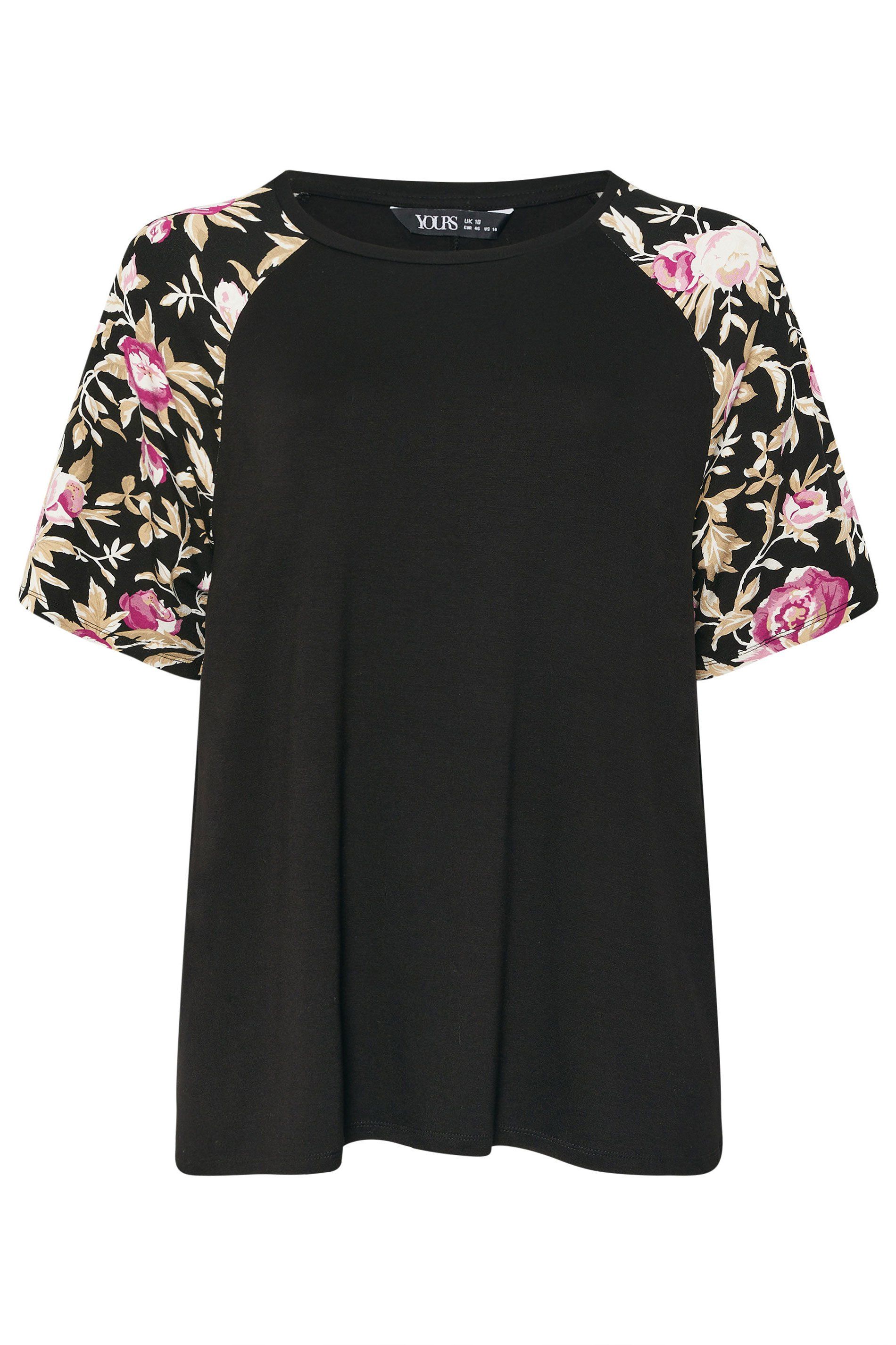 Yours Floral Raglan Sleeve T-Shirt