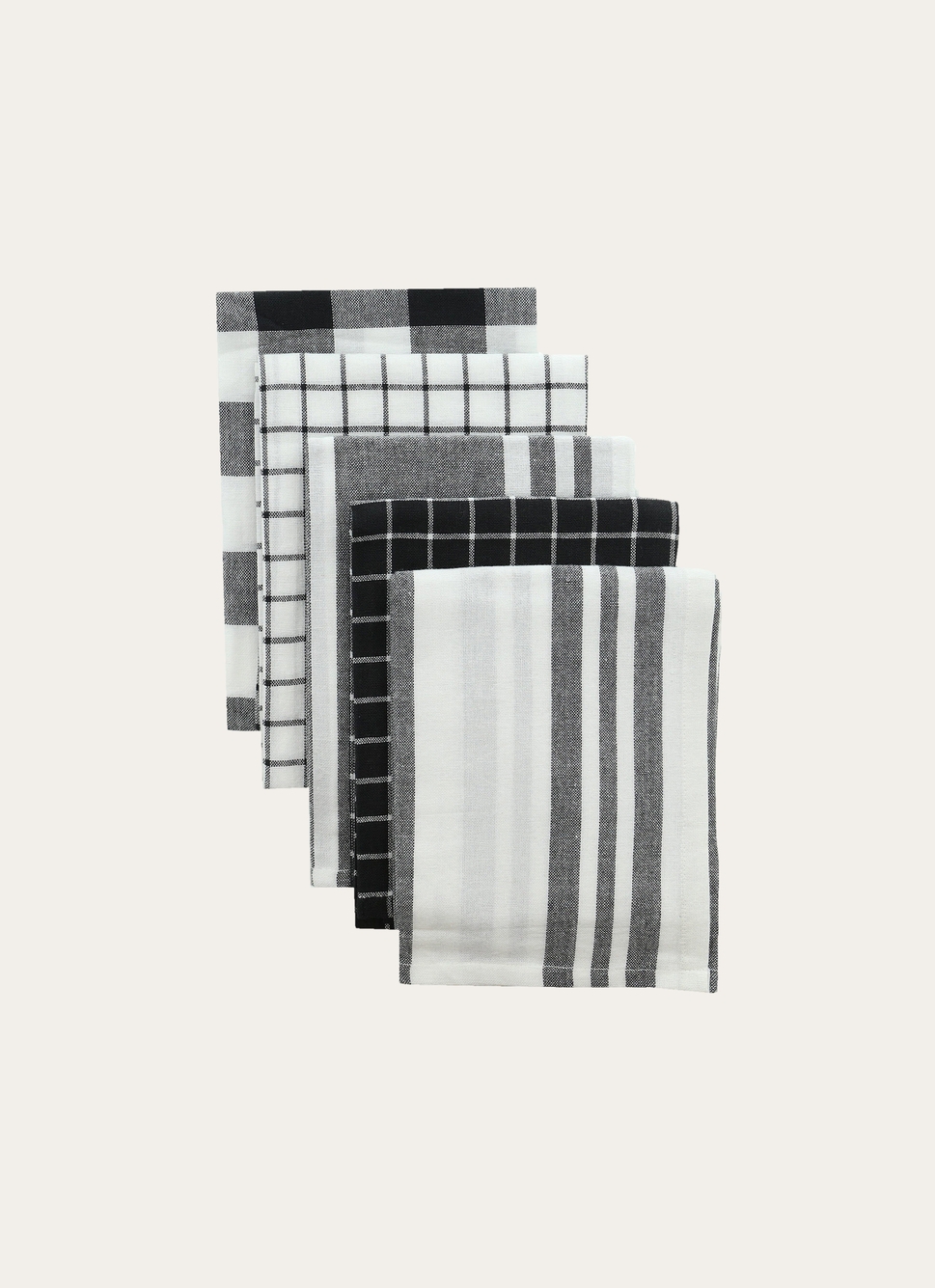 LOT DE 5 TORCHONS EN COTON NOIR