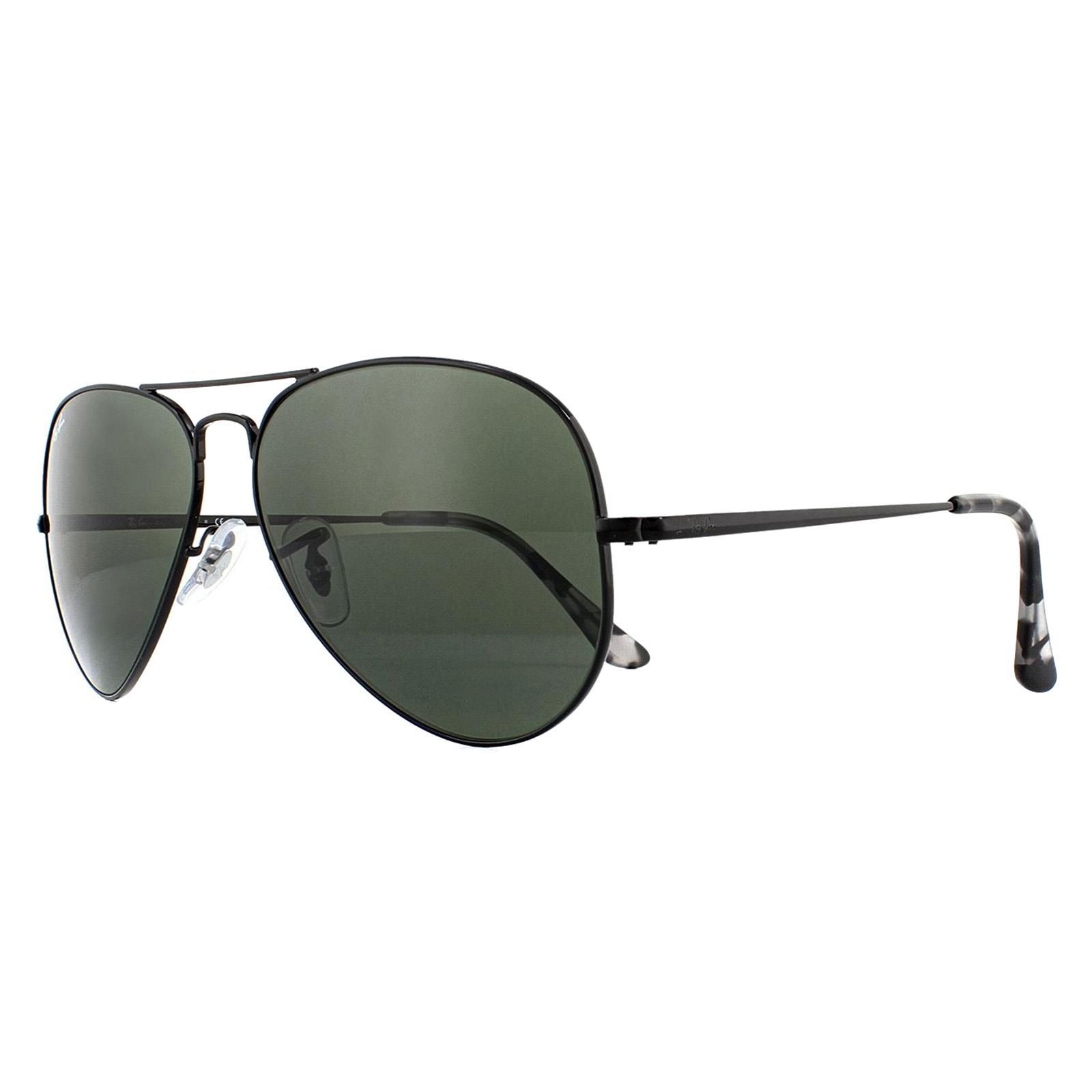 Ray-Ban Aviator Black Green Aviator Metal II RB3689 Sunglasses