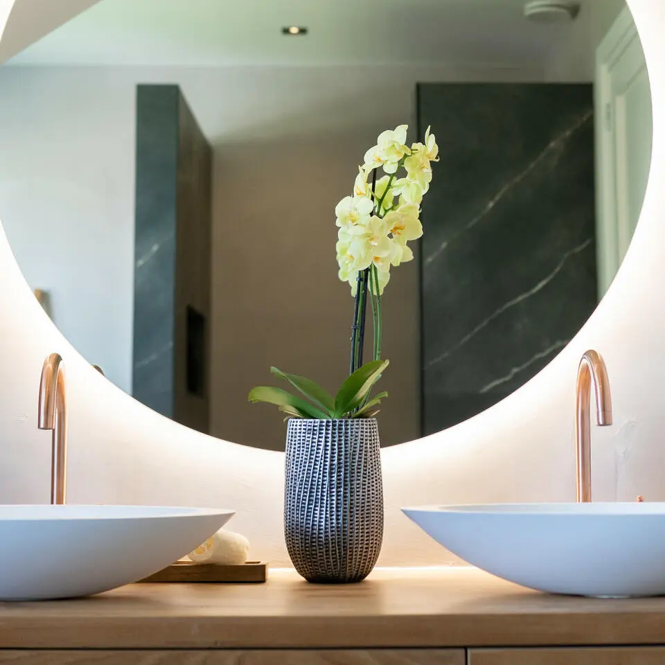 Ter Steege Plantenpot - binnen - zwart/metaal - D15/H24 cm