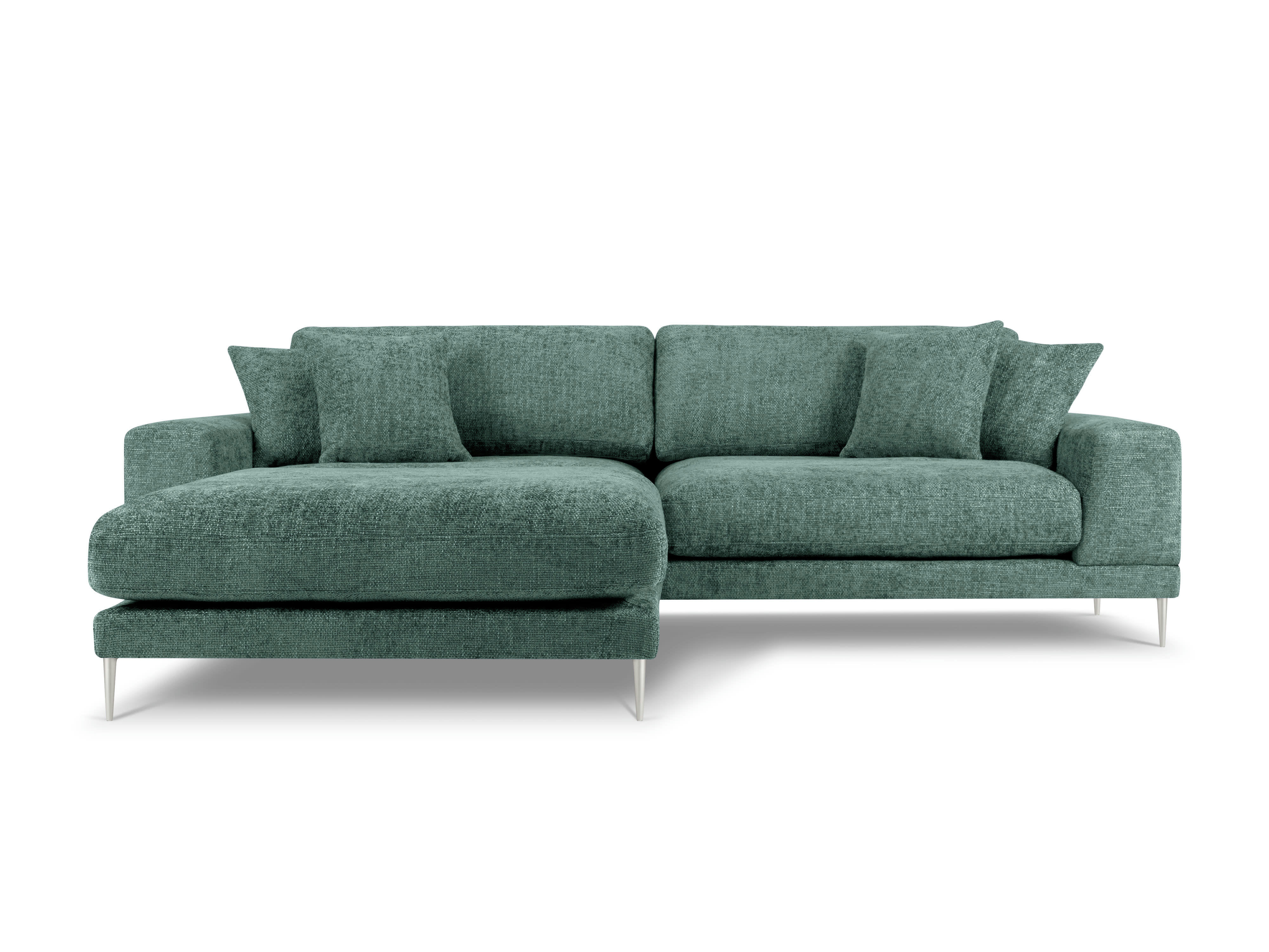 JOG - Canapé d'angle gauche 5 places en tissu structuré menthe