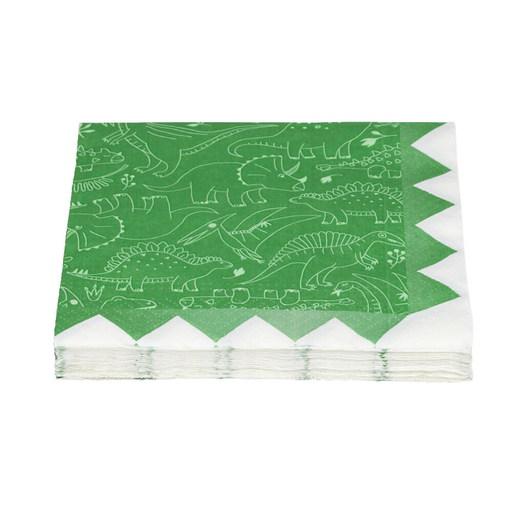 Lot de 16 serviettes motif dinosaure papier 33x33cm