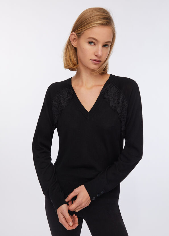 Maglia in lana con pizzo