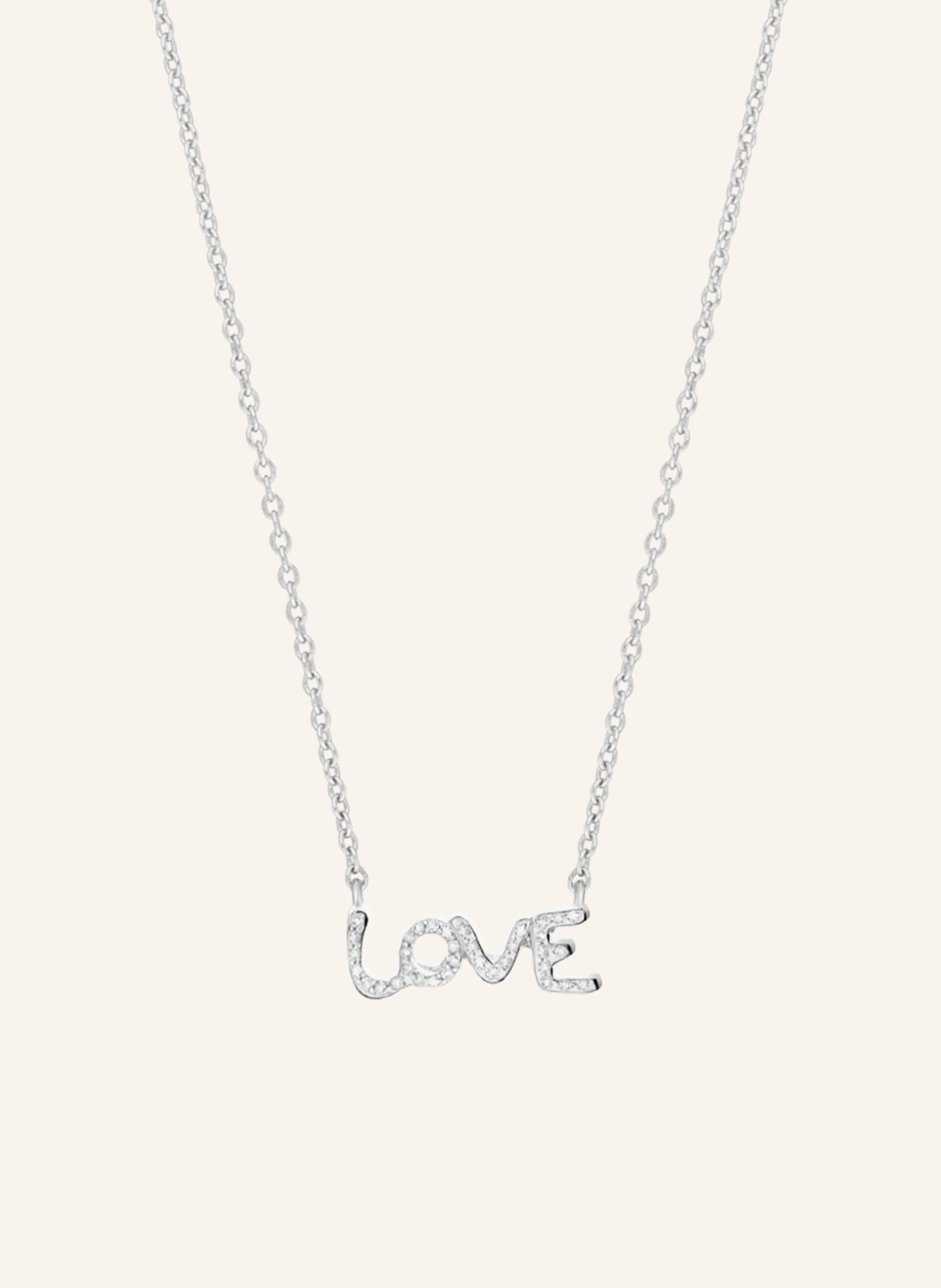 Leaf Halskette TINY LOVE aus 14 Karat Weißgold mit Diamanten