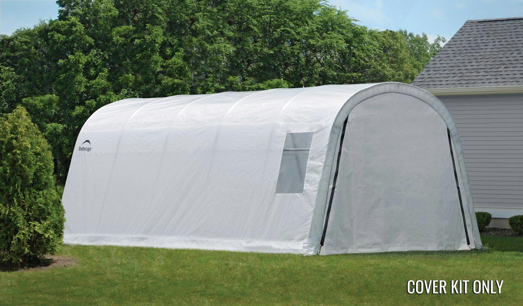 Replacement Cover Only - ShelterLogic Clearview Water Resistant Shelter Replacement Cover Kit w/UV Protection, 12-ft x 20-ft x 8-ft