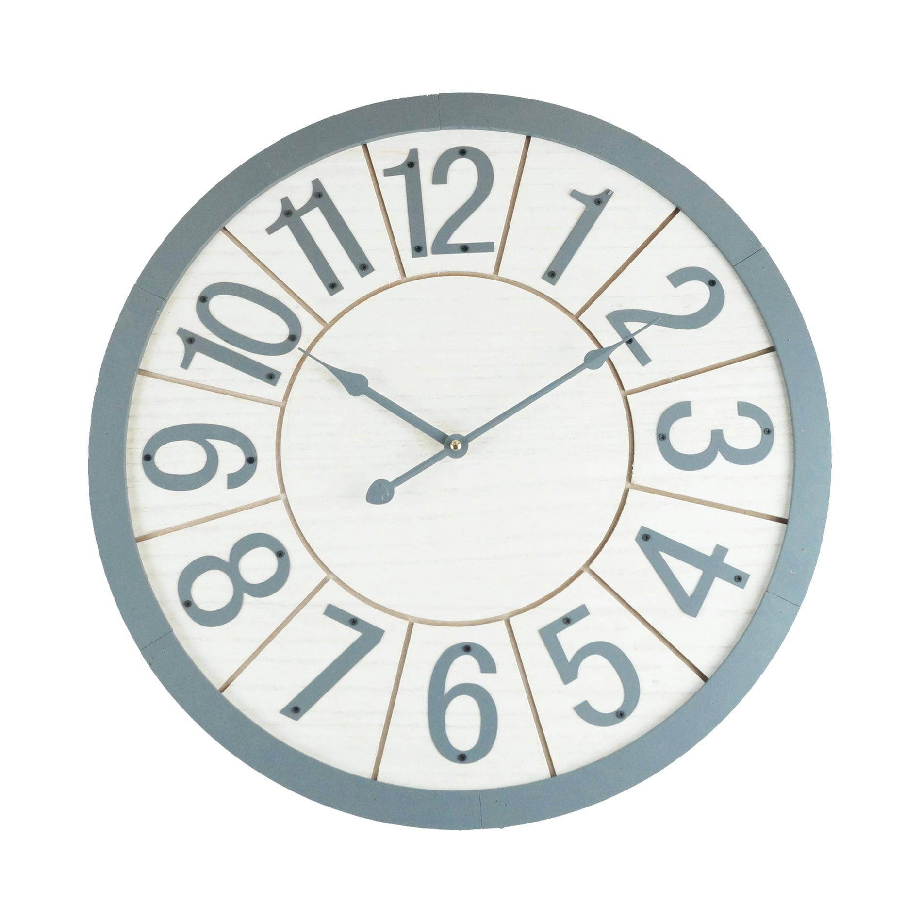 - Horloge murale pointes en MDF blanc et gris ø 50 cm