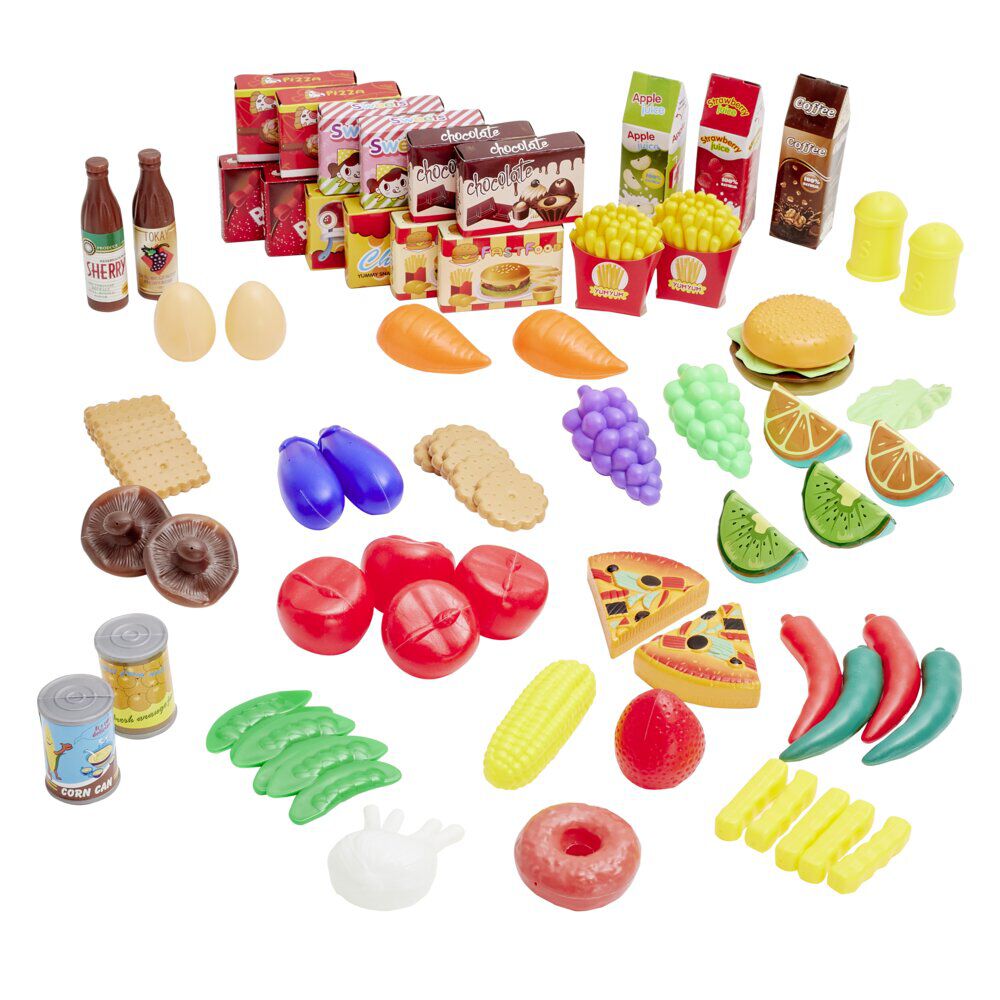 Dinette gourmande 80 pièces plastique multicolore