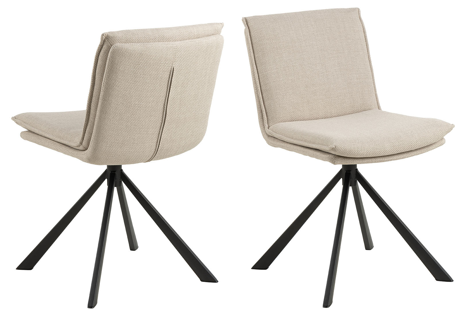 Rebellenclub Eetkamerstoel Goole - Beige met mat zwart frame