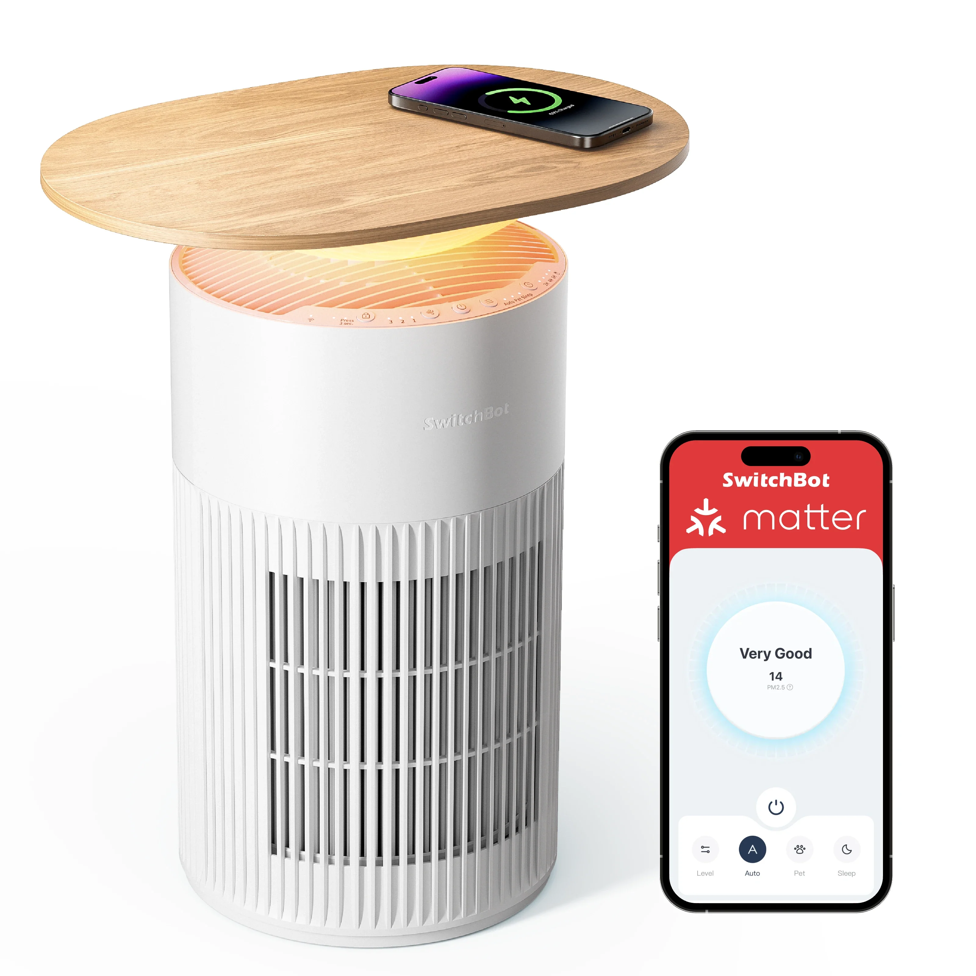 SwitchBot Air Purifier,Washable Pre-filter, Pet Mode, 10 RGB Colors, Aromatherapy