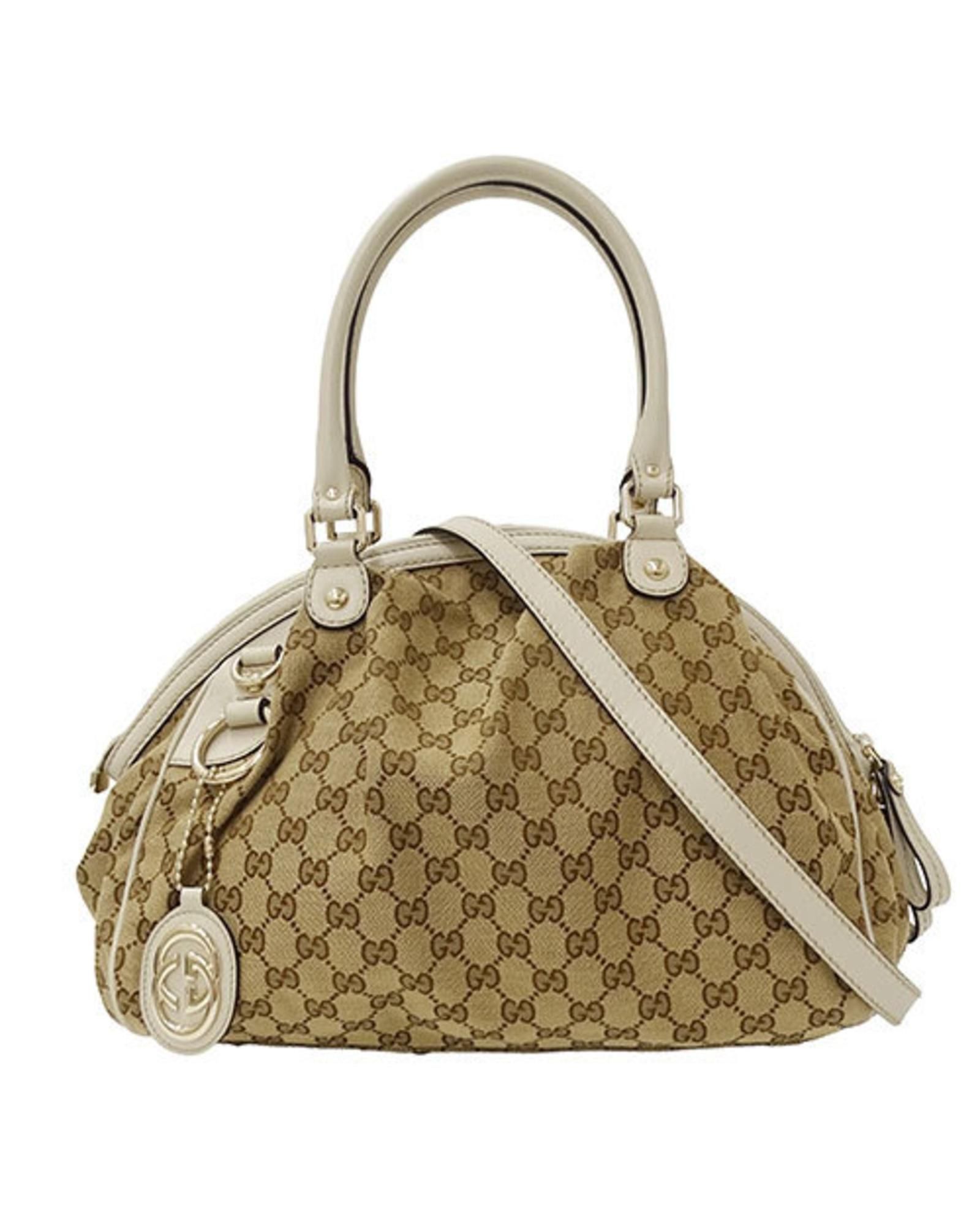 Gucci Preloved GG Plus Boston Bag BeigeOffWhite Wo Handbags