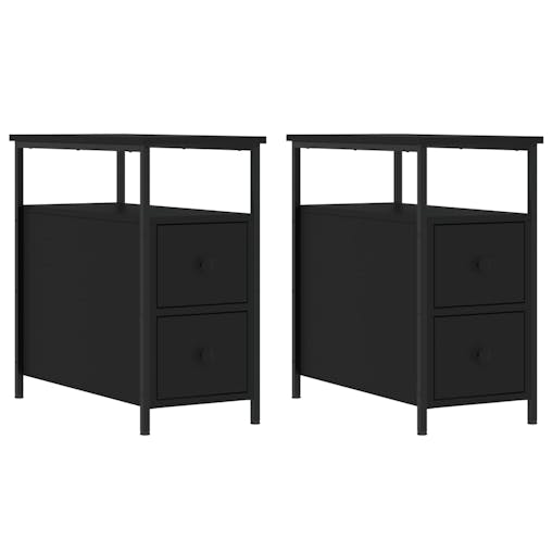 NNEVL Bedside Cabinets 2 pcs Black 30x60x60 cm Engineered Wood