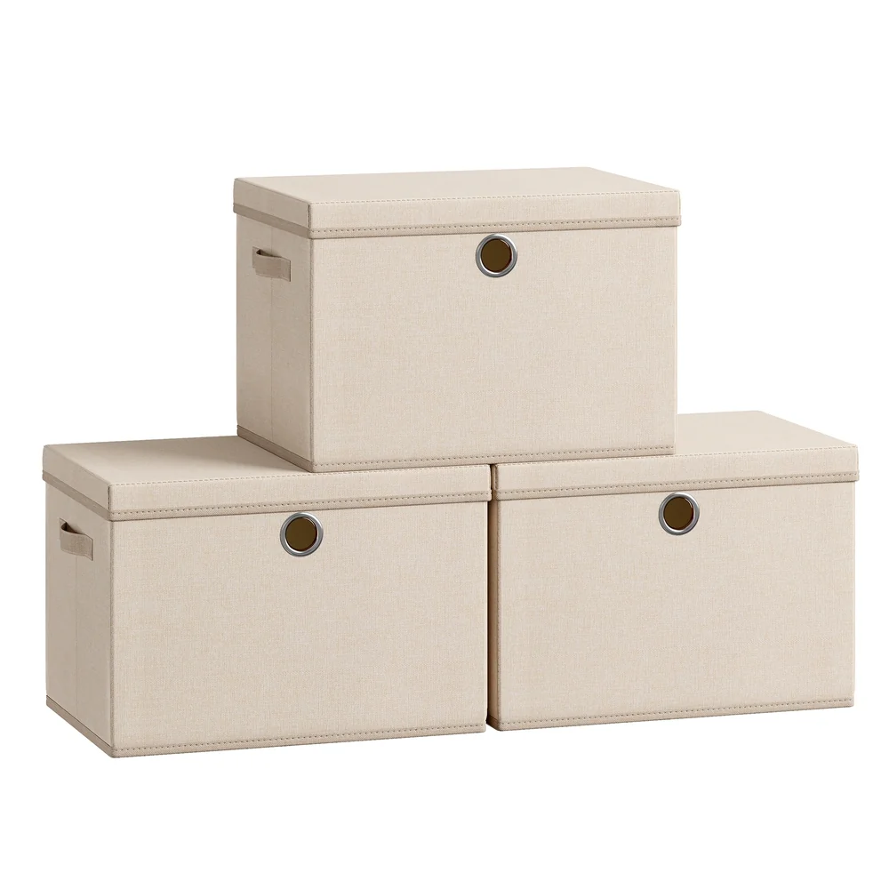 Boîtes de rangement pliables en tissu avec couvercle