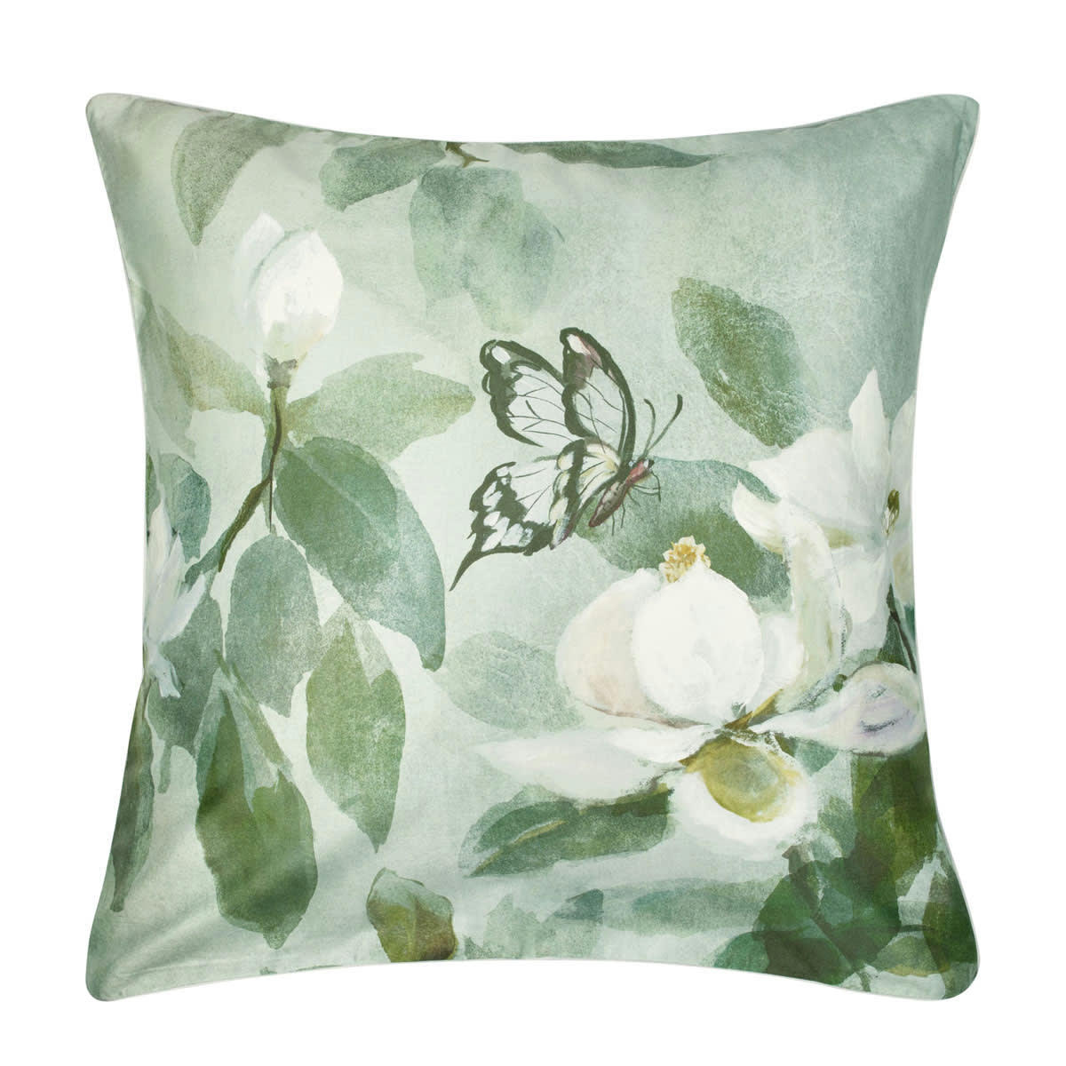 KIYOSUMI - Taie d'oreiller imprimée en satin de coton vert 65x65