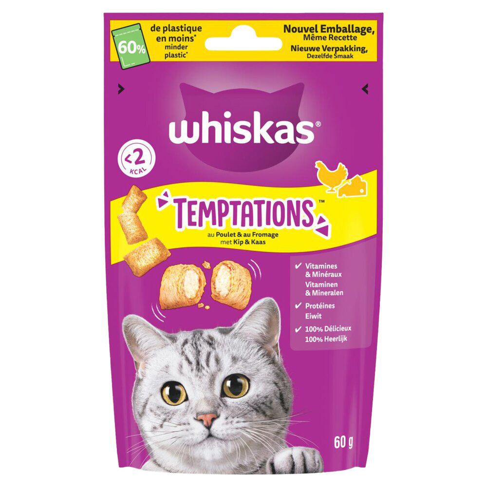 Friandise pour chat Whiskas tentations saveur fromage sachet 60g