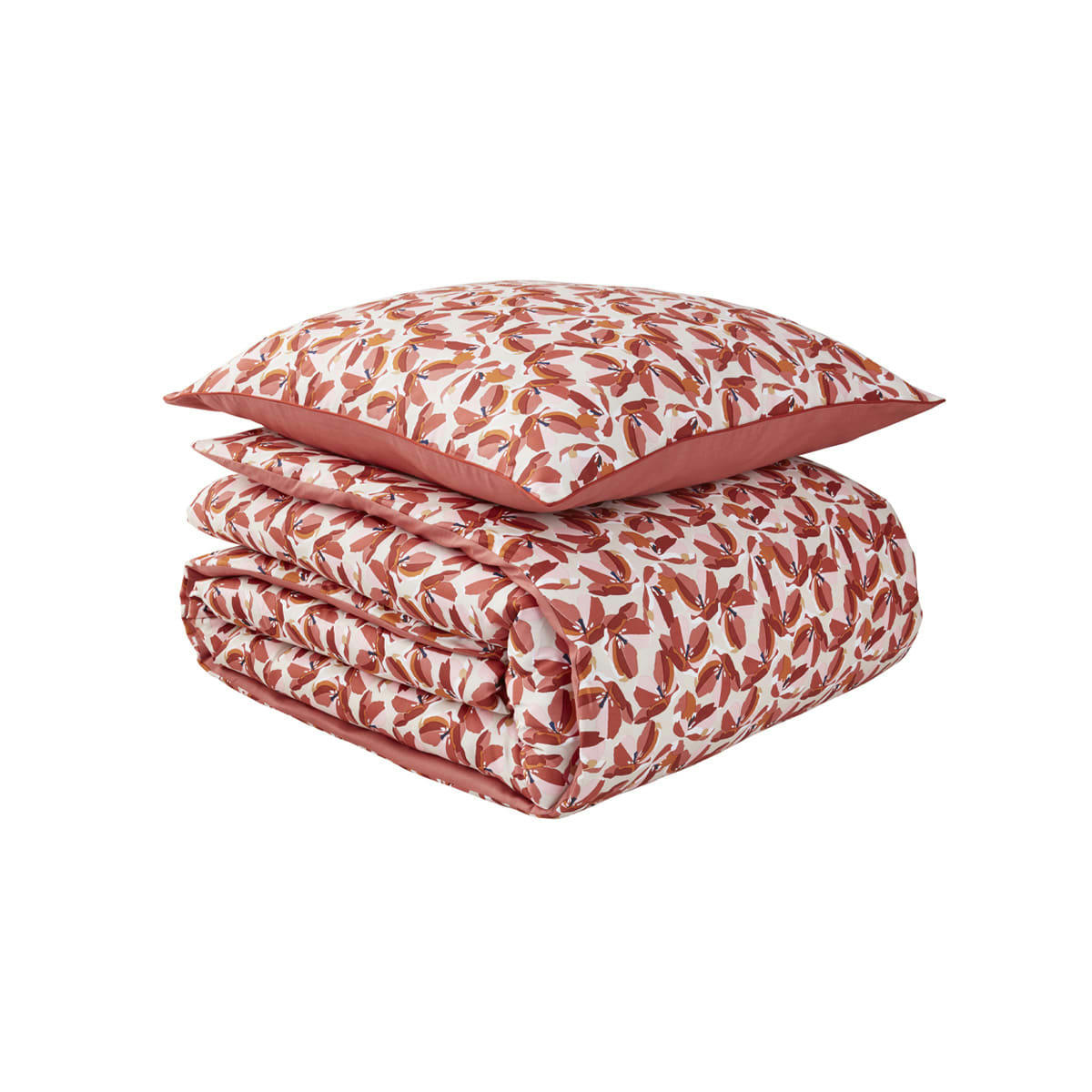 ALLEGORIA - Parure de lit en percale de coton rouge 240x220