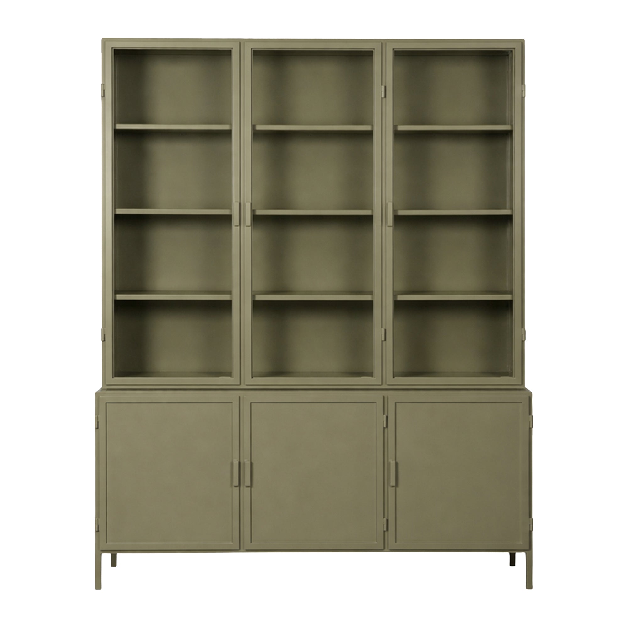 New Routz Garland Vitrinekast 6-deurs - Olijfgroen