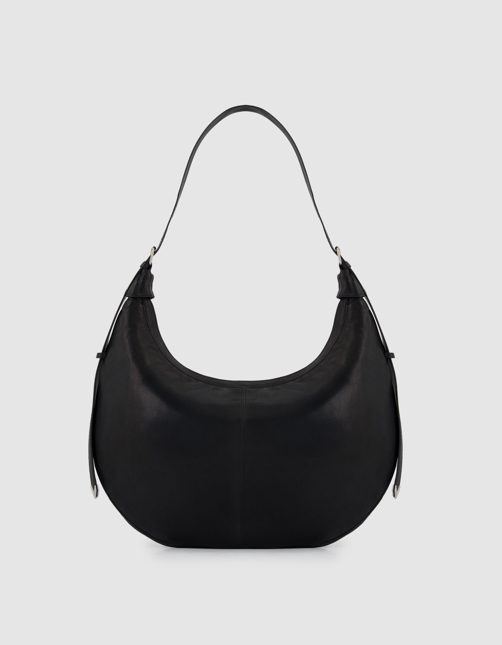Sac demi-lune noir cuir grainé Allane Femme