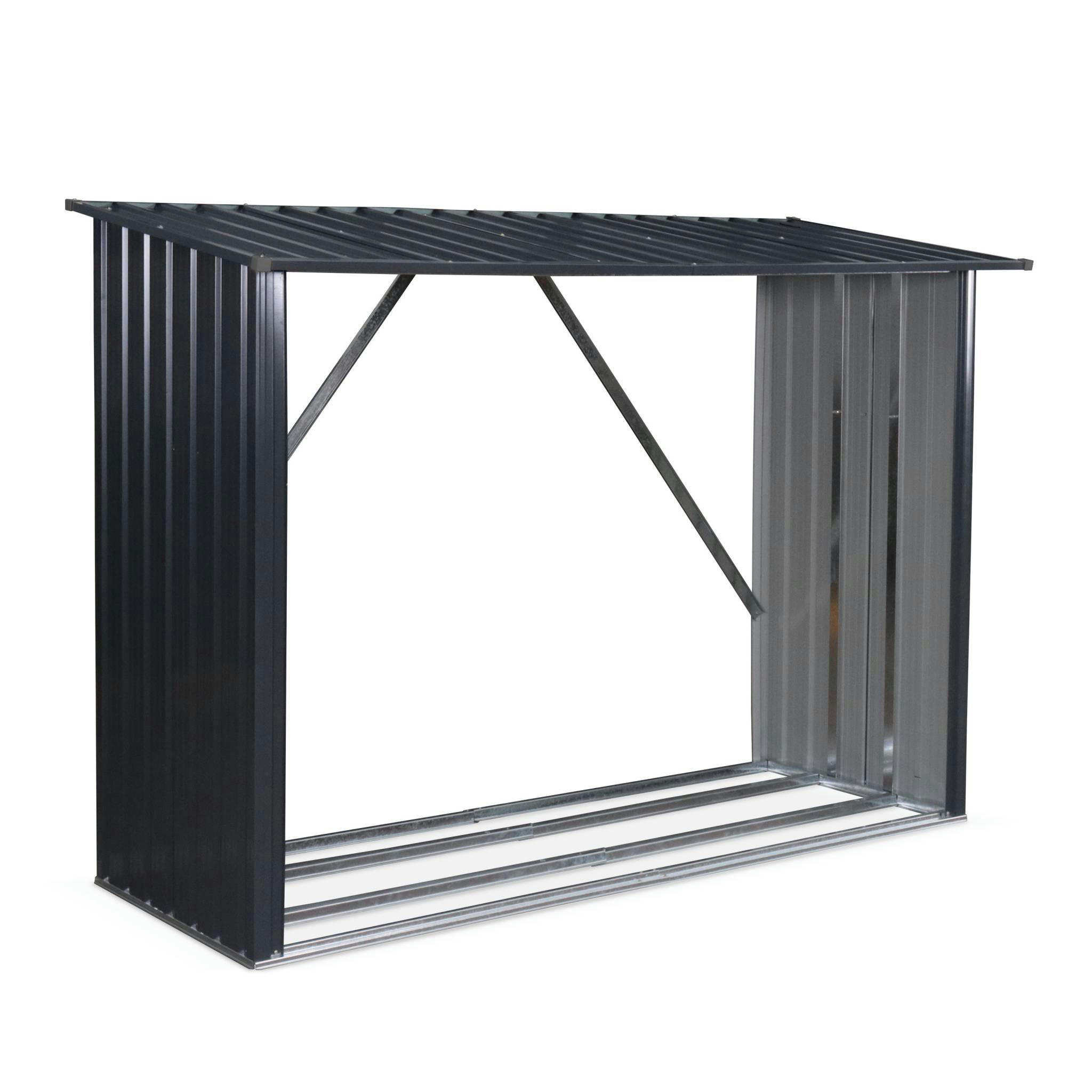 EPICEA - Bûcher en métal de 80 x 215 x 155 cm, gris anthracite en acier
