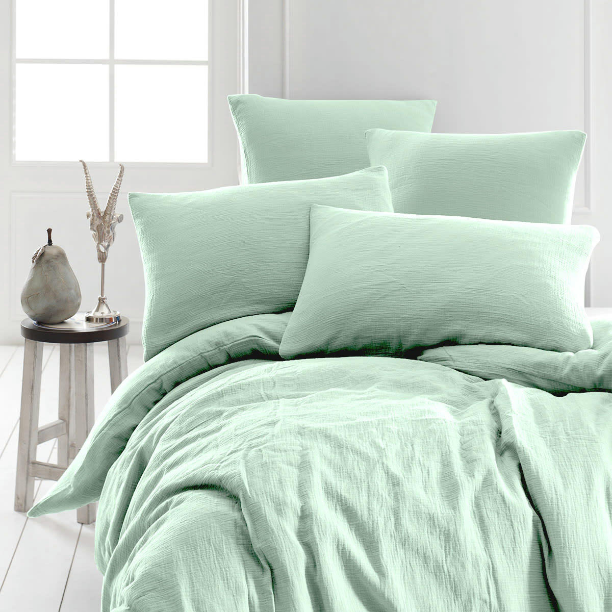 LOFT - Housse de couette en gaze de coton  menthe 200x200 cm