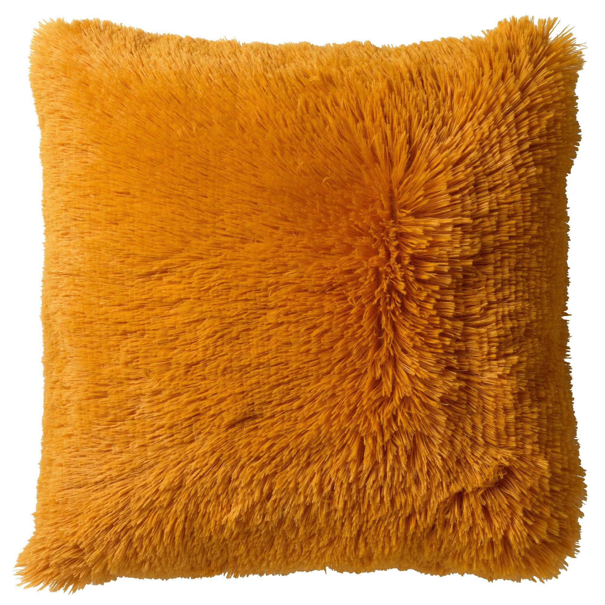 - Housse de coussin jaune fausse fourrure-45x45 cm uni