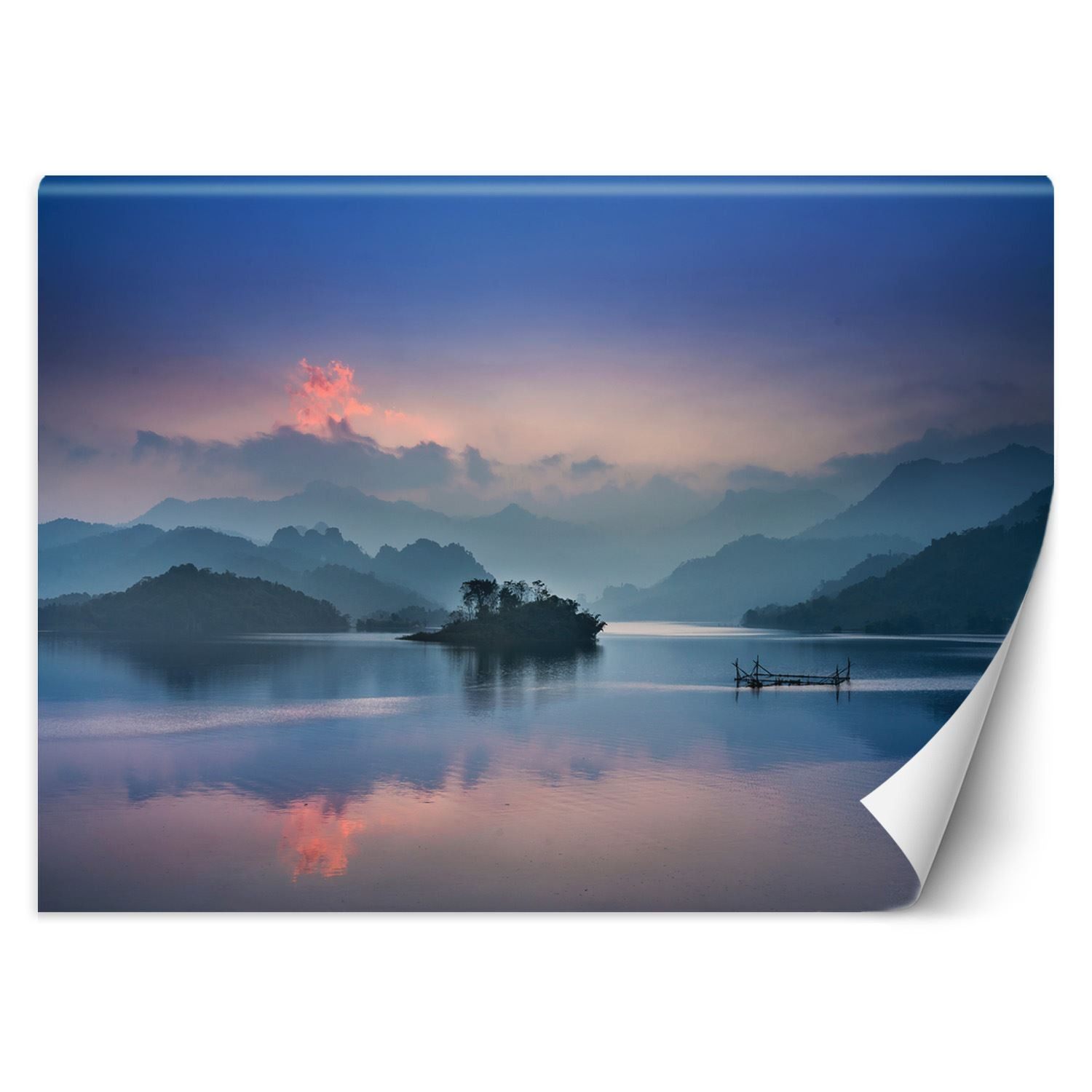 Feeby Fototapeta, Widok na jezioro i góry we mgle 150x105