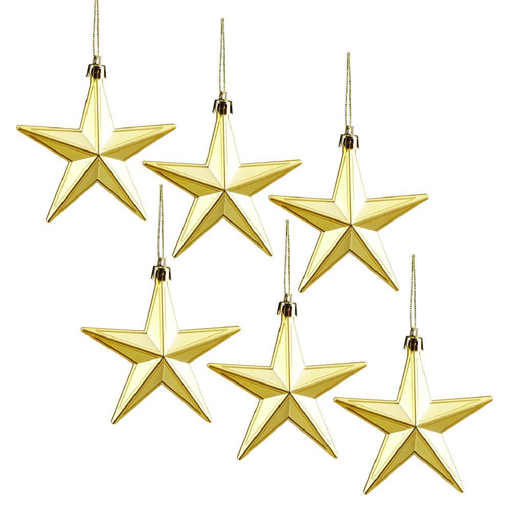 Suspension de No&euml;l étoile dorée H9 cm x6
