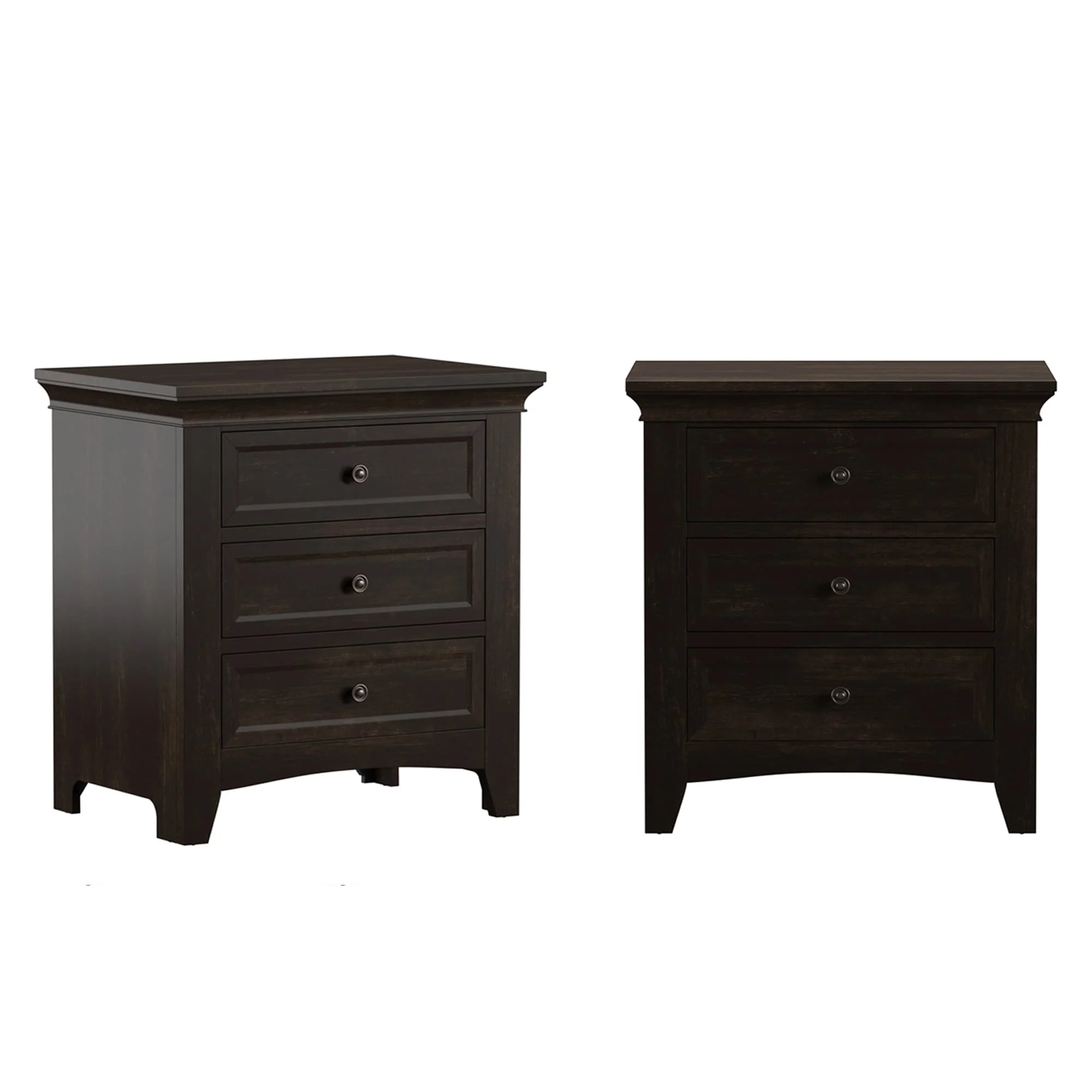 Varenna 3-Drawer Wood Modular Storage Nightstand with Charging Station