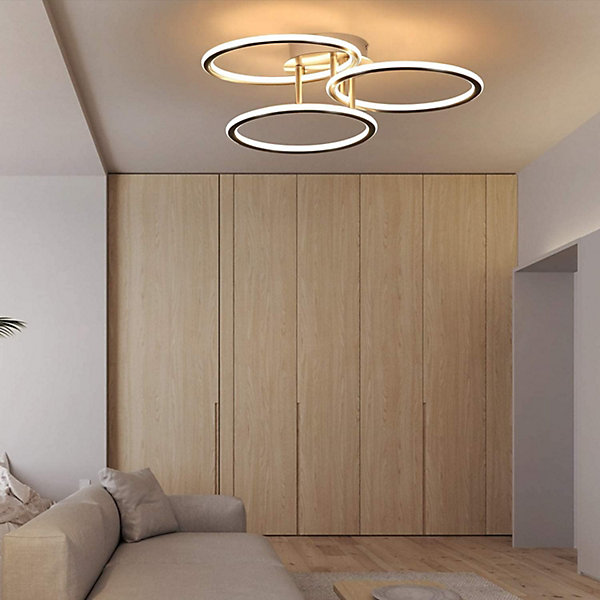 NETTLIFE LED Plafonnier Moderne Anneaux Design Lumière Blanc Chaud 3000K 41W 3 Flammes