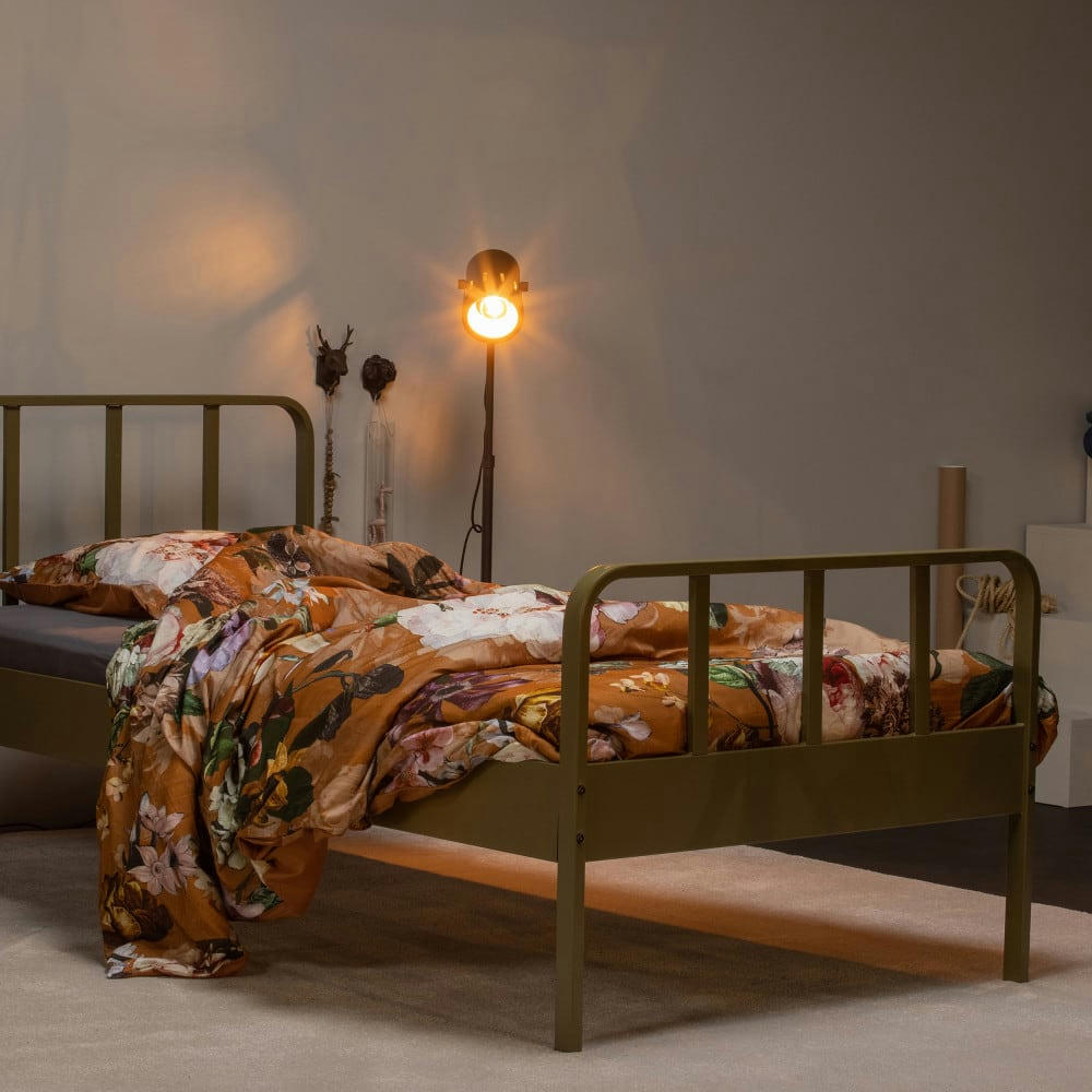 MEES - Lit en métal 90x200cm vert kaki
