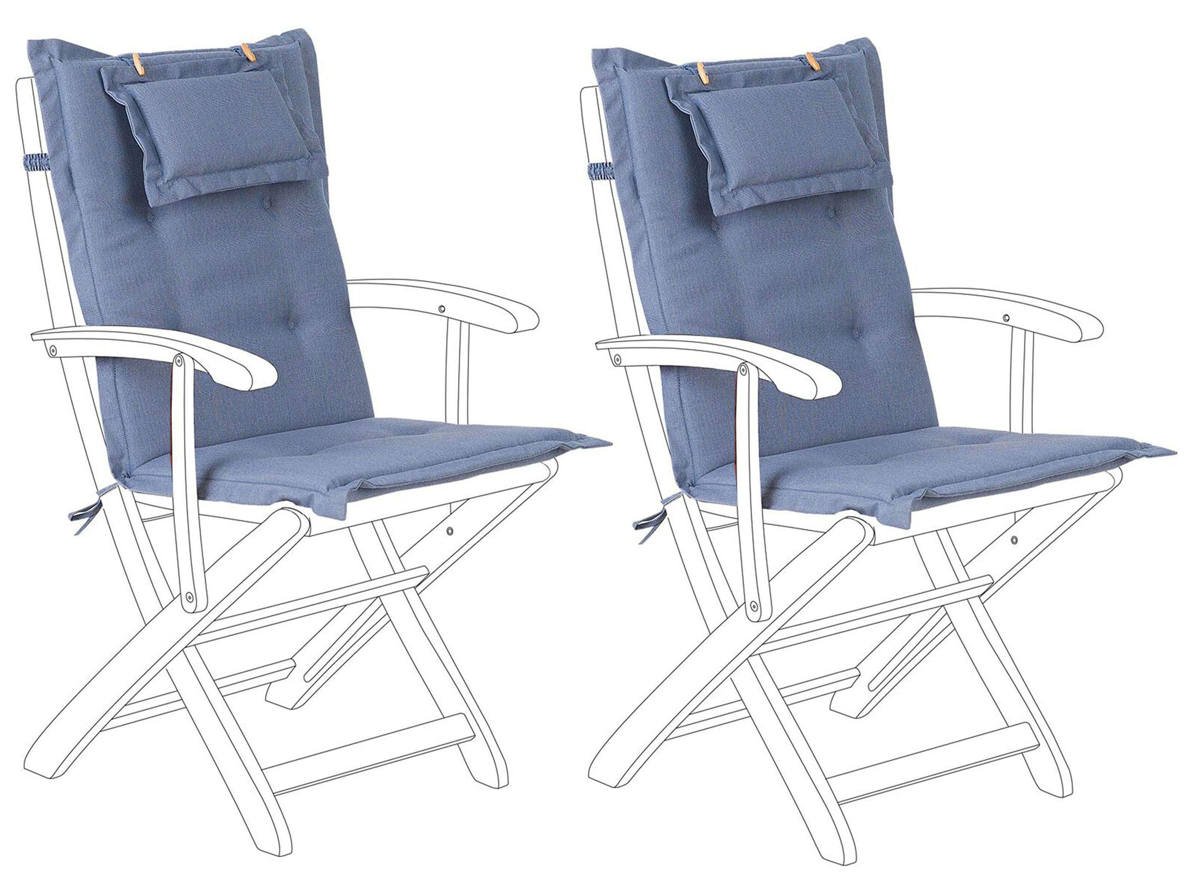 Set of 2 Back/Seat Cushions MAUI 40 x 54 cm Blue