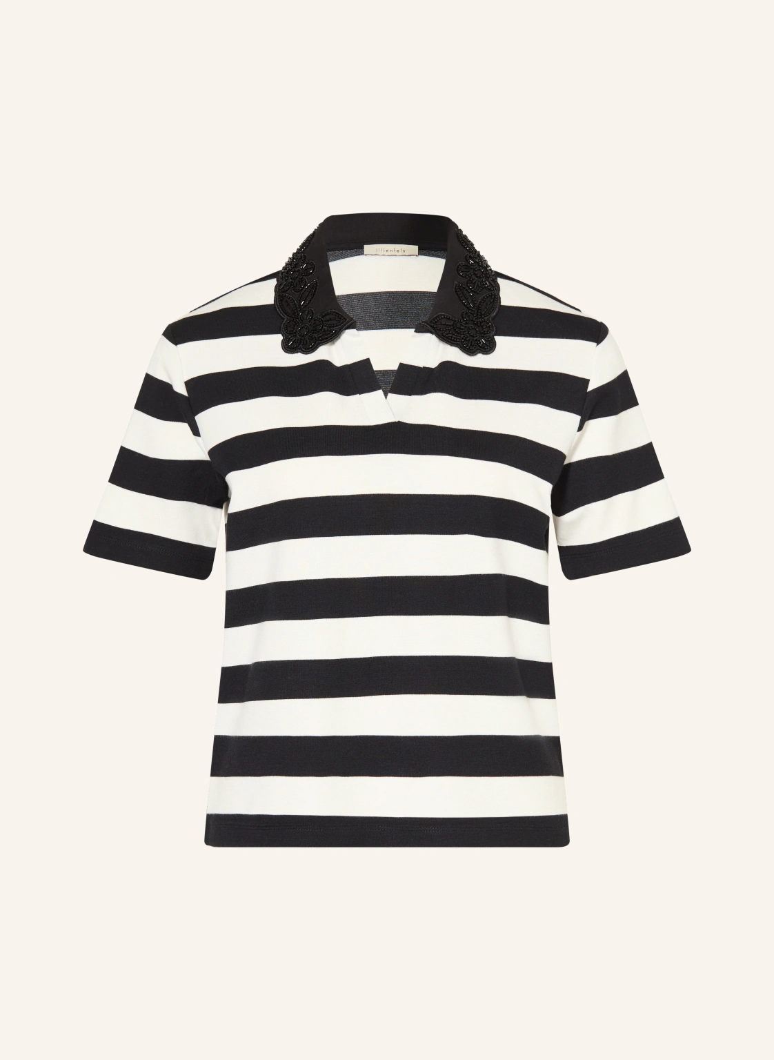 lilienfels Jersey-Poloshirt mit Schmuckperlen