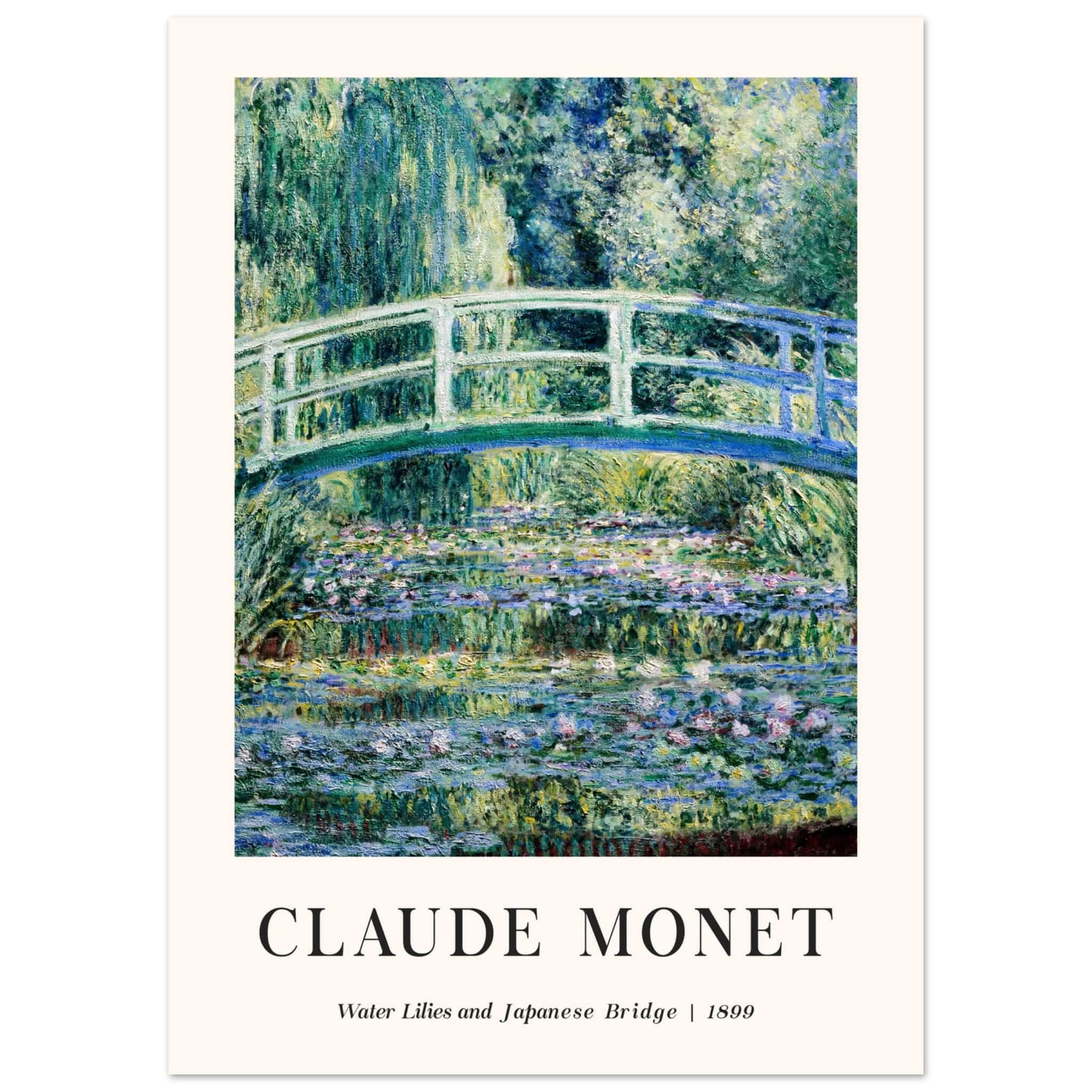 Artfulprints Poster Claude Monet - Water lilies and Japanese bridge  - 50x70 cm - Groen