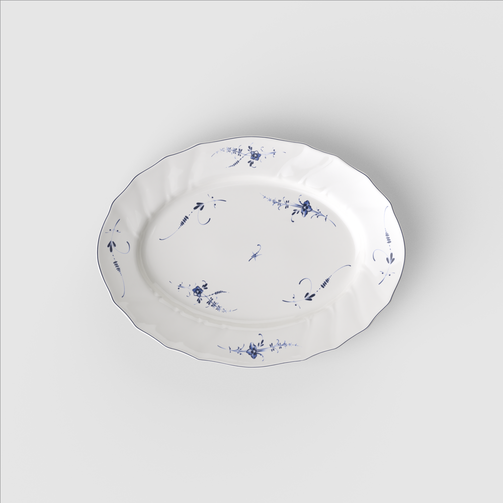 Vieux Luxembourg Serving Platter - White, 13.9'' x 10.4'', Premium Porcelain