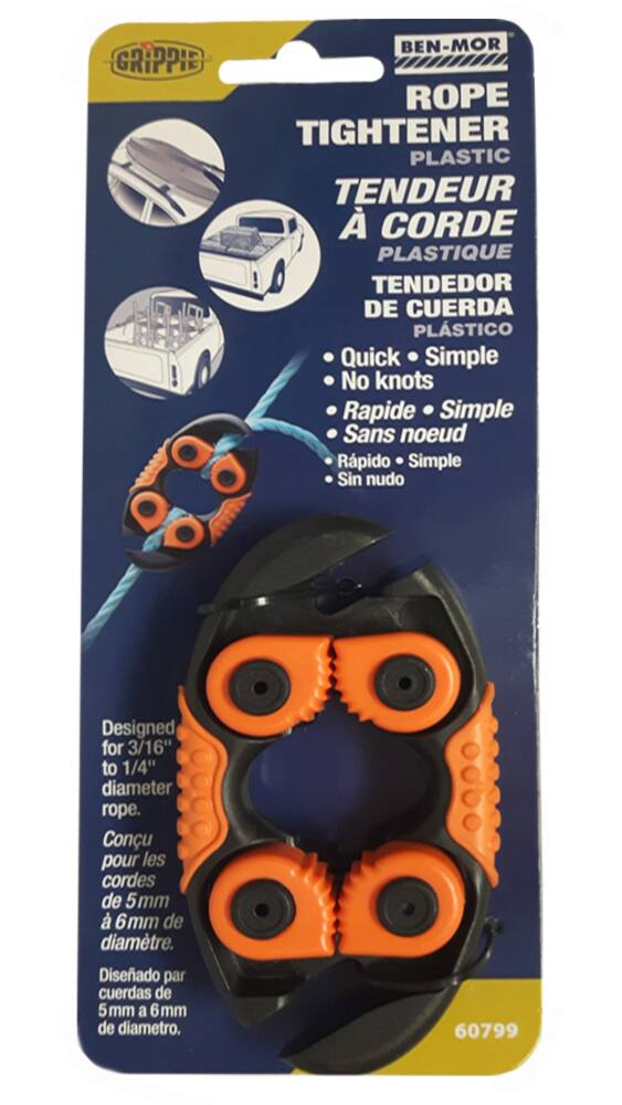 Ben-Mor Grippie Plastic Rope Tightener, Adjustable, Easy to Use