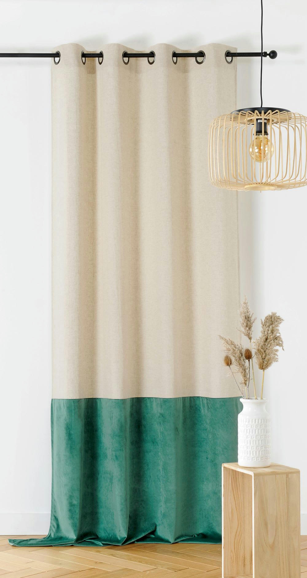 DUO LIN - Rideau d'ameublement 140x240cm Vert emeraude