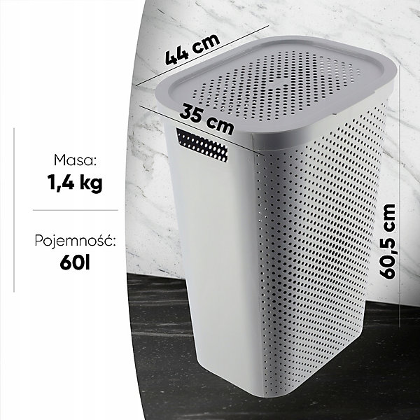 CURVER Panier à linge 60 L Gris clair