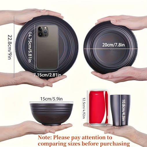 NNETM Unbreakable Tableware Set for Home & Camping (16pcs)