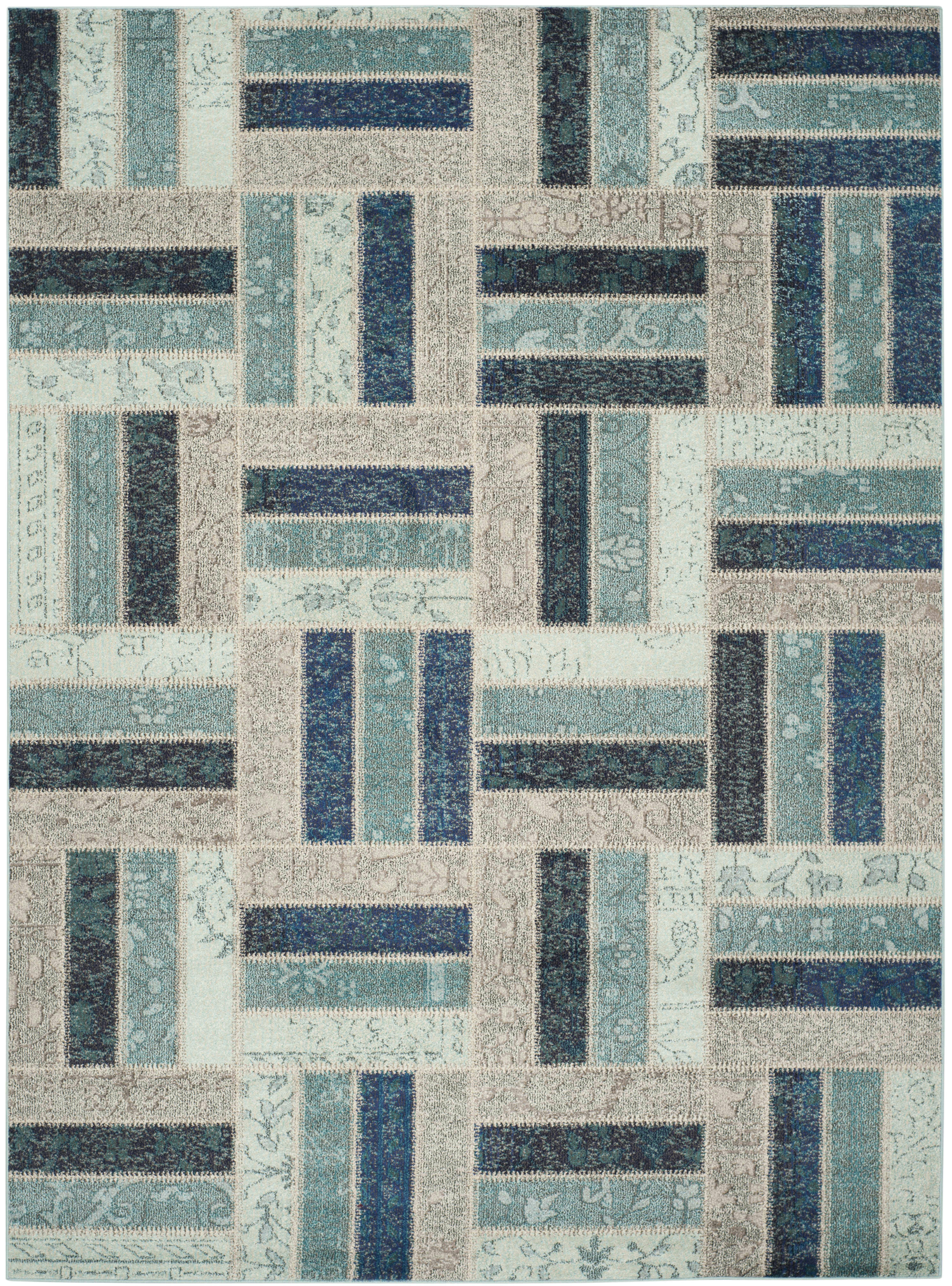 MONACO - Tapis de salon interieur en gris & bleu, 201 x 279 cm