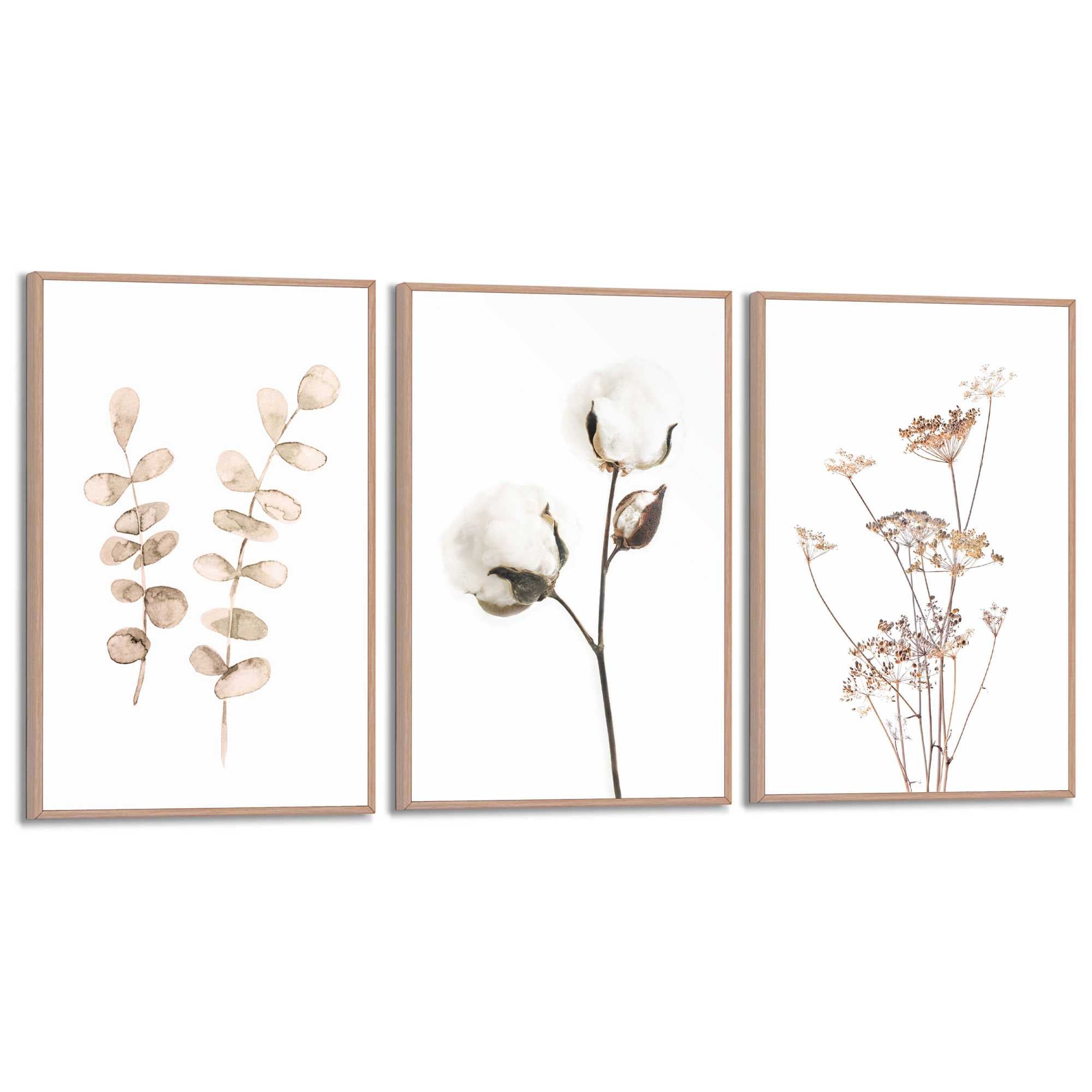 Reinders - Soft Branches - Schilderijen set 3x 30x20cm Hout