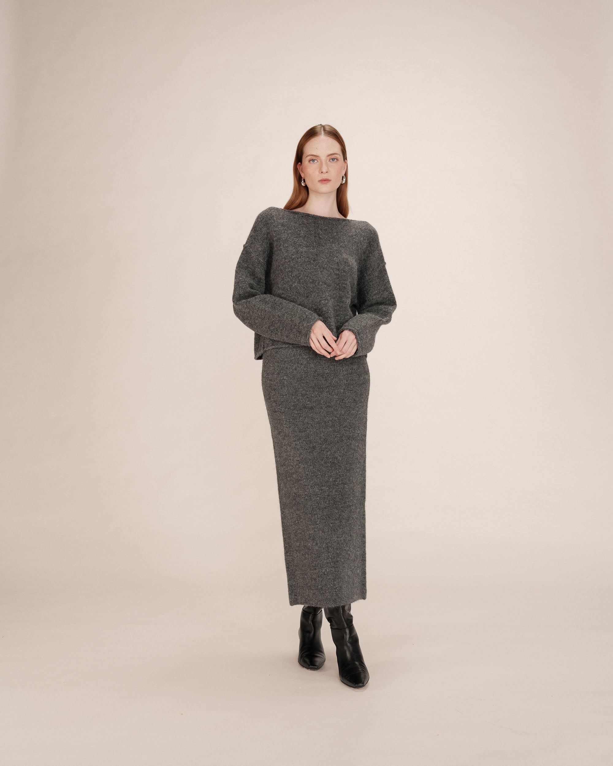 Jupe crayon en maille anthracite Toundra