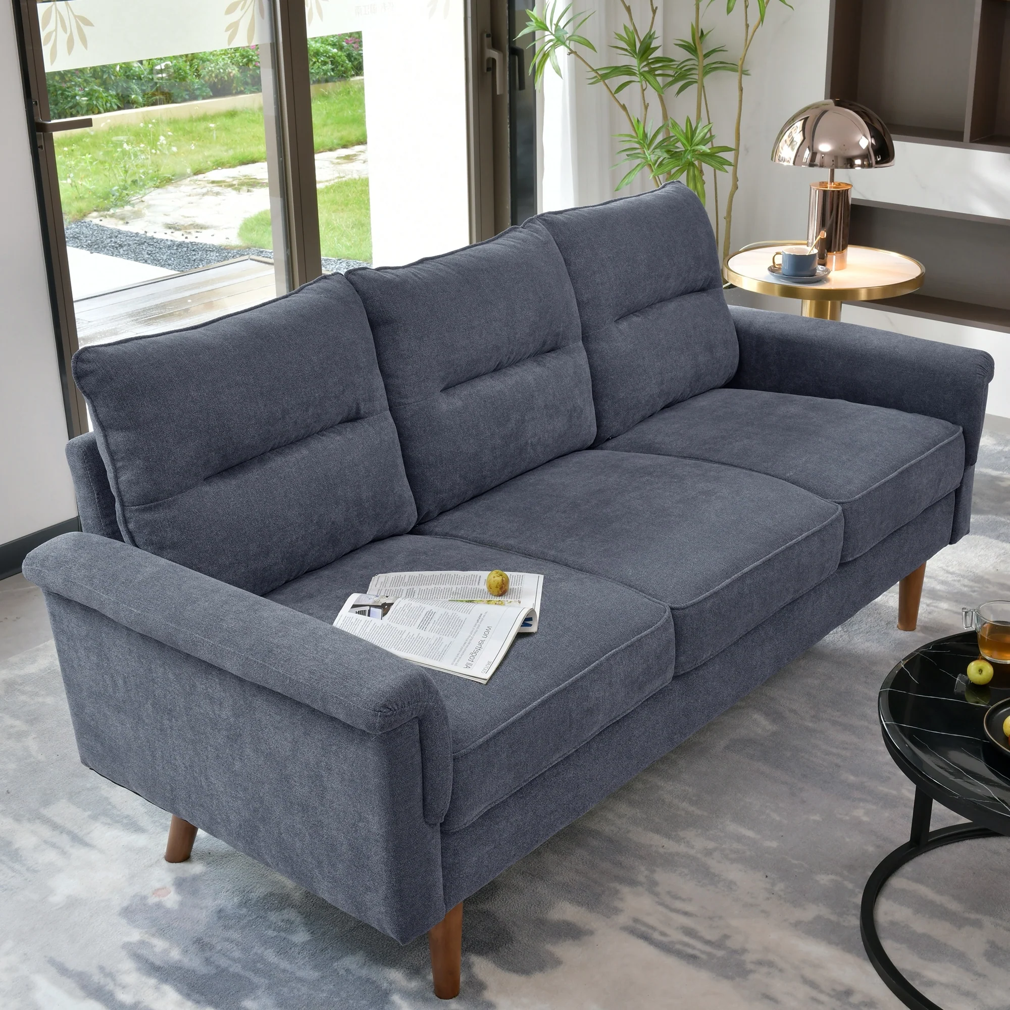HOOOWOOO Living Room Furniture 71 Modern Upholstered Fabric 3-Seater Sofa