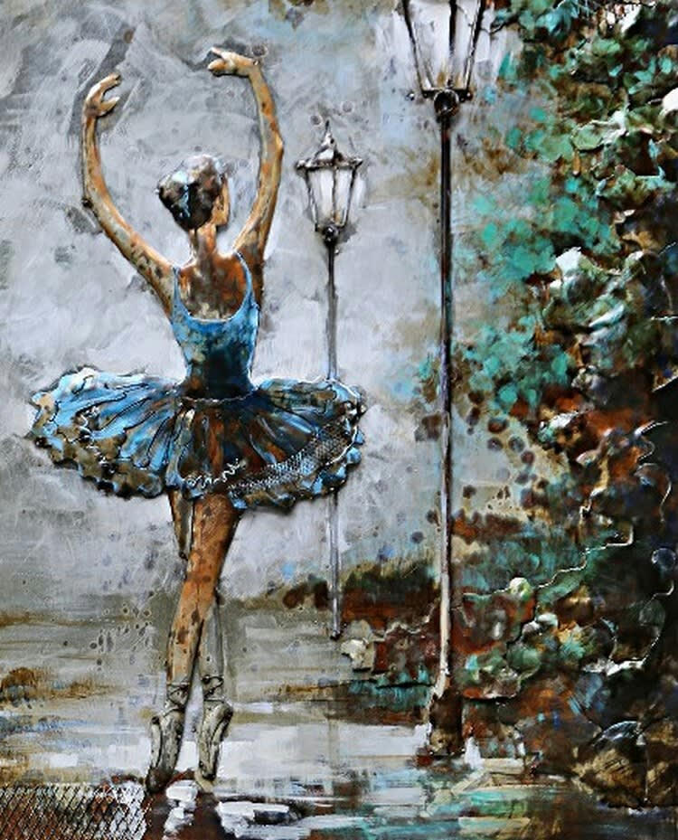 MÉTAL BRASS - Tableau relief en métal jeune ballerine 120x80
