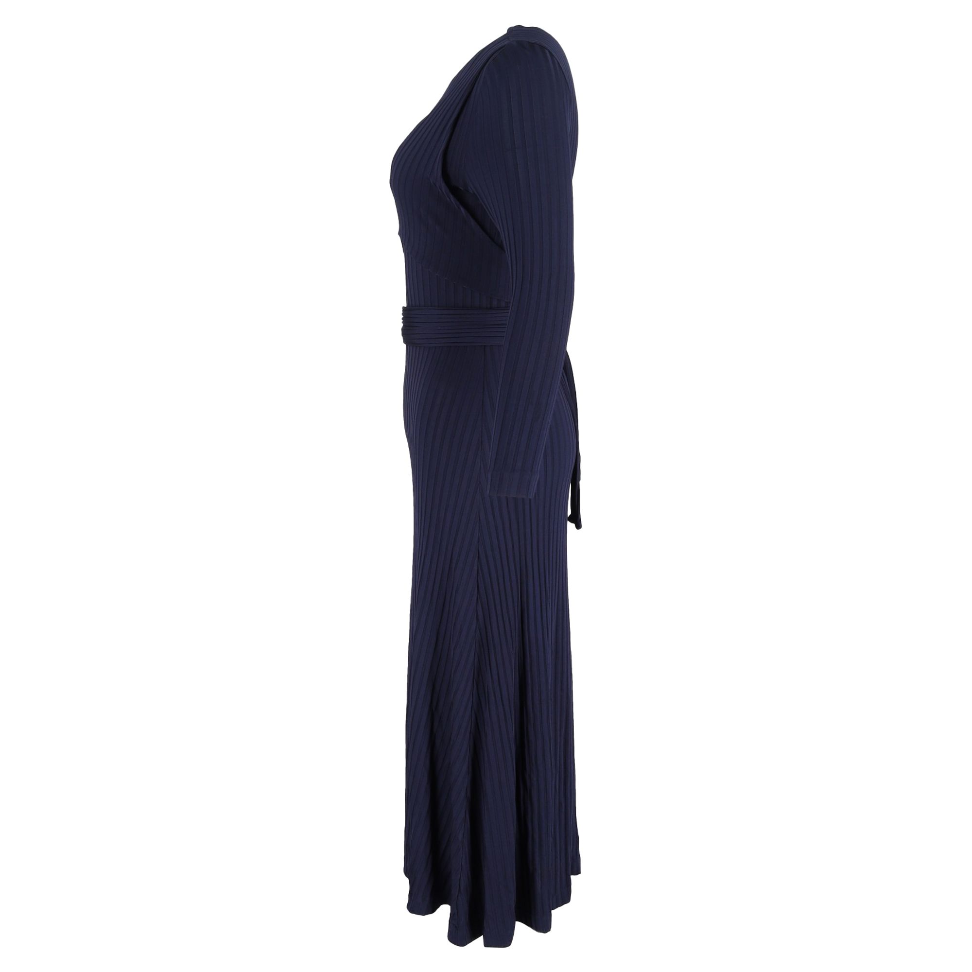 Altuzarra Preloved Masika Ribbed Midi Dress in Navy Blue Polyester