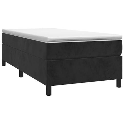 NNEVL Box Spring Bed Frame Black 107x203 cm King Single Size Velvet
