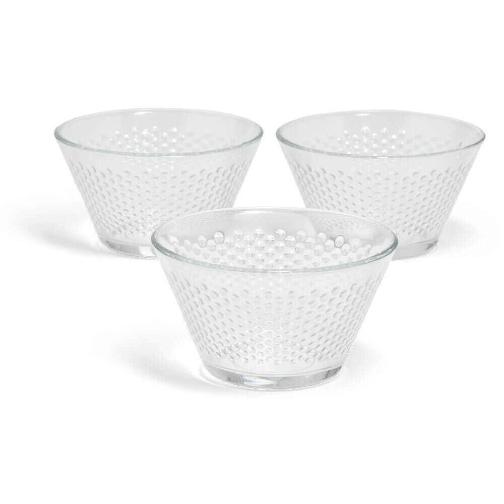 Coupe à dessert verre écaille relief transparent x3